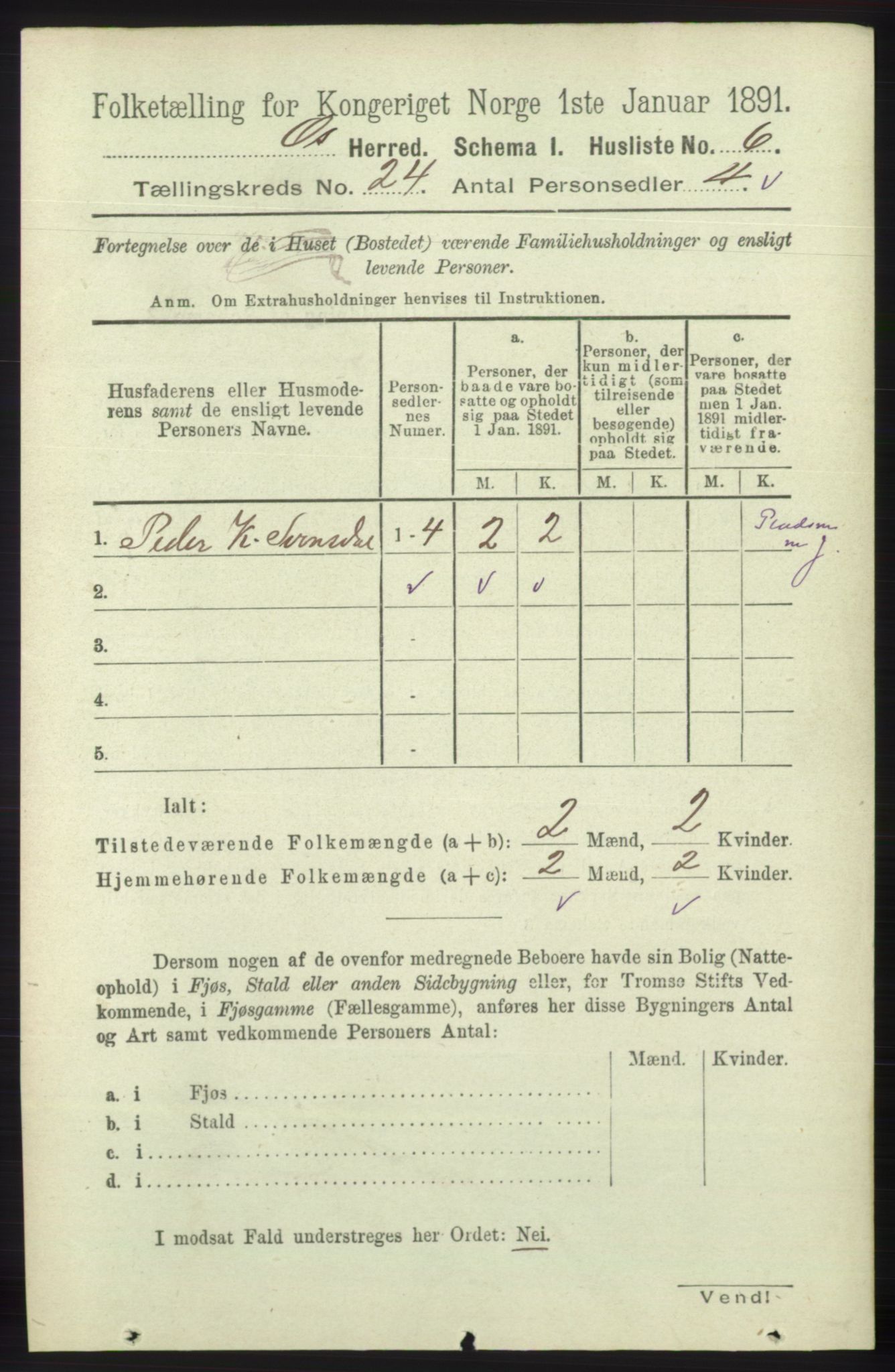 RA, 1891 census for 1243 Os, 1891, p. 5193