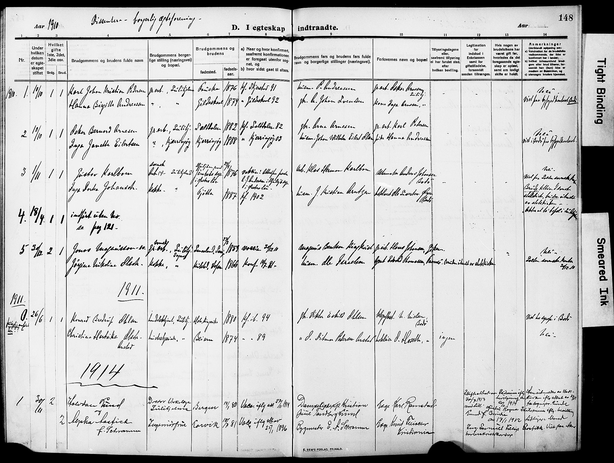 Ministerialprotokoller, klokkerbøker og fødselsregistre - Nordland, SAT/A-1459/850/L0710: Parish register (official) no. 850A02, 1910-1920, p. 148