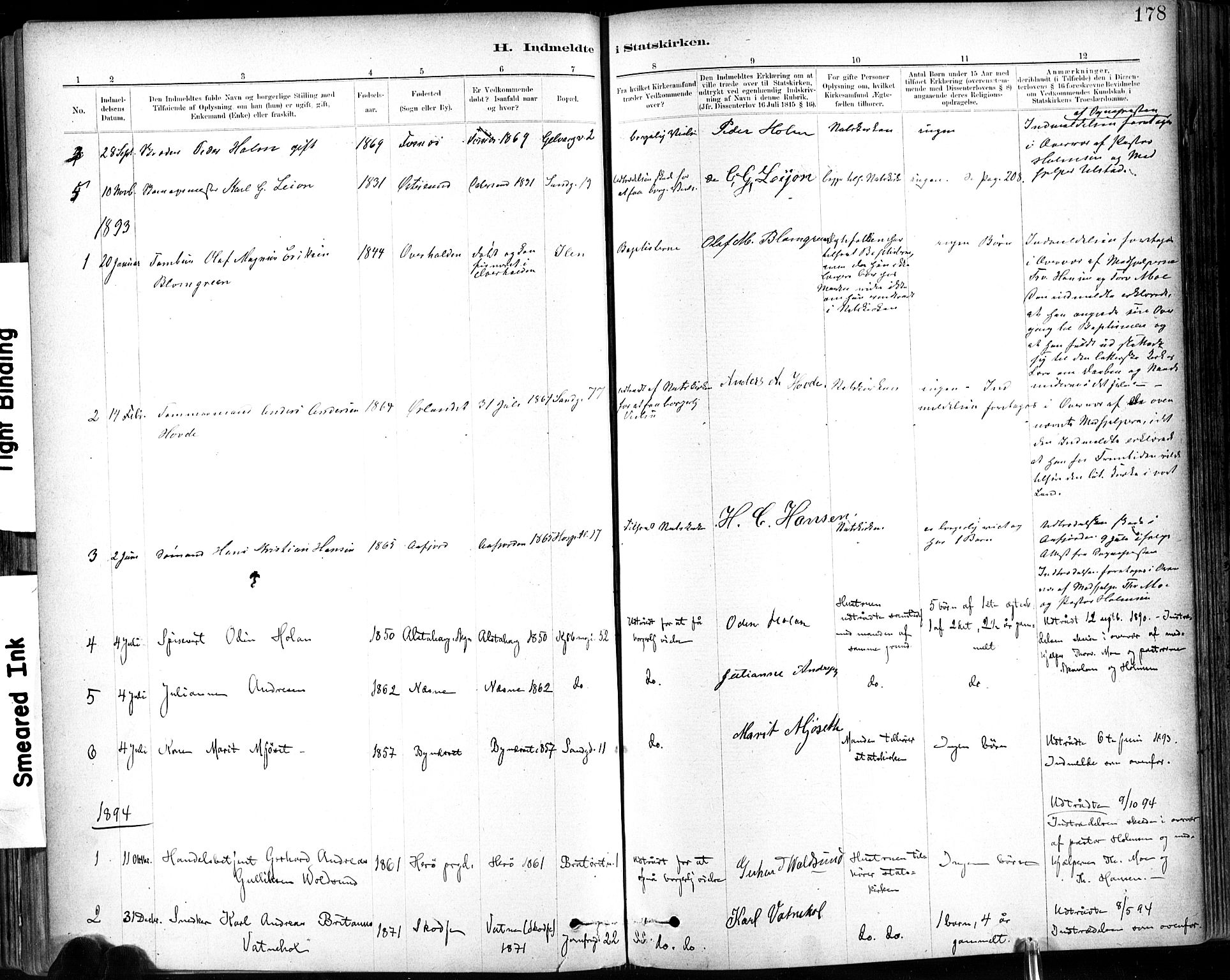 Ministerialprotokoller, klokkerbøker og fødselsregistre - Sør-Trøndelag, SAT/A-1456/602/L0120: Parish register (official) no. 602A18, 1880-1913, p. 178