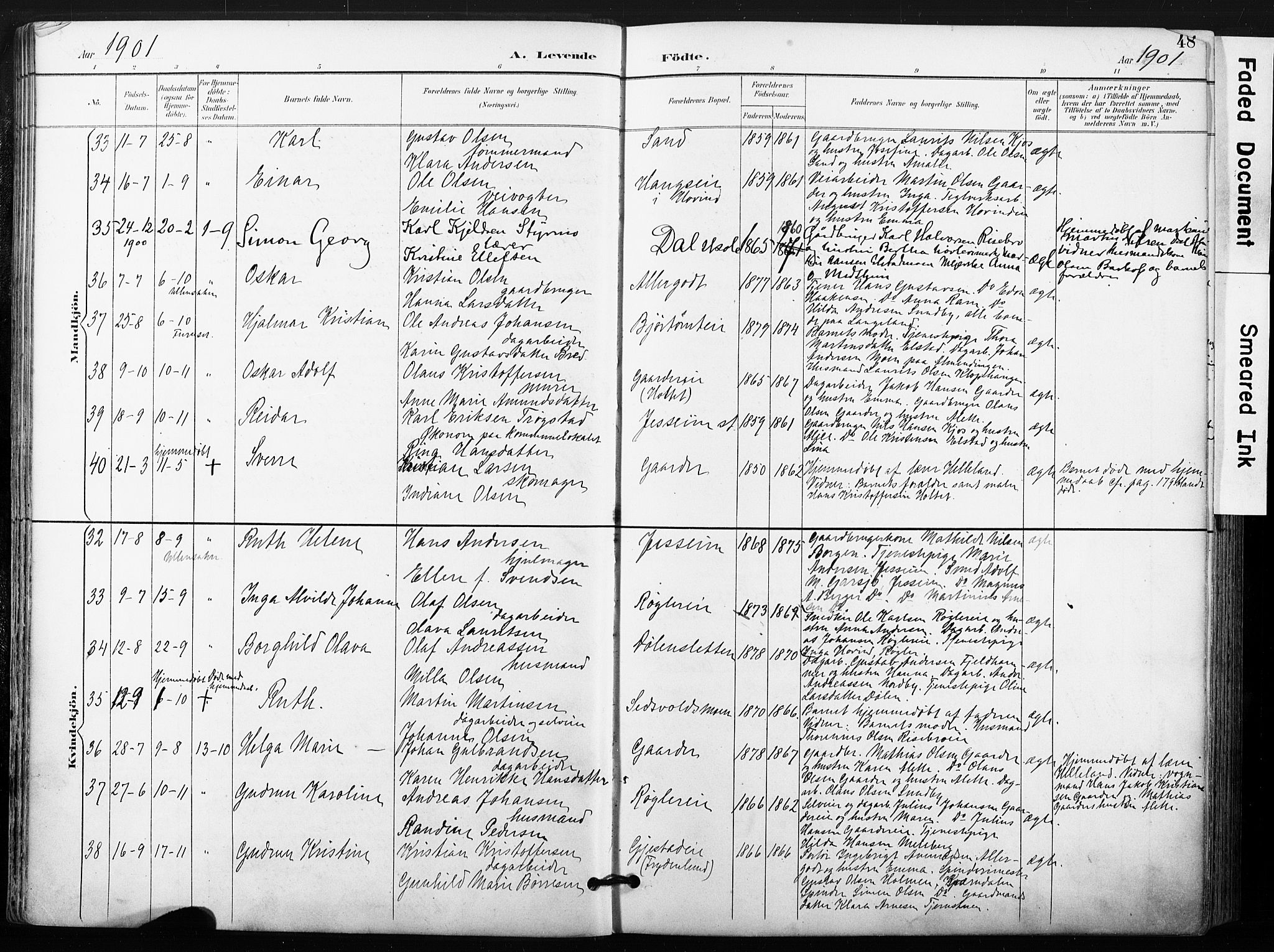 Ullensaker prestekontor Kirkebøker, AV/SAO-A-10236a/F/Fb/L0002: Parish register (official) no. II 2, 1894-1909, p. 48