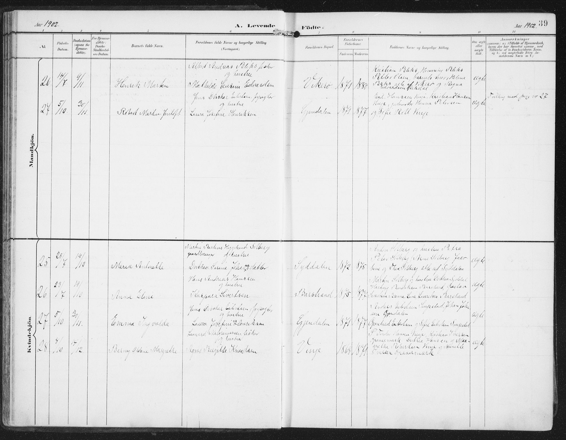 Ministerialprotokoller, klokkerbøker og fødselsregistre - Nordland, AV/SAT-A-1459/876/L1098: Parish register (official) no. 876A04, 1896-1915, p. 39