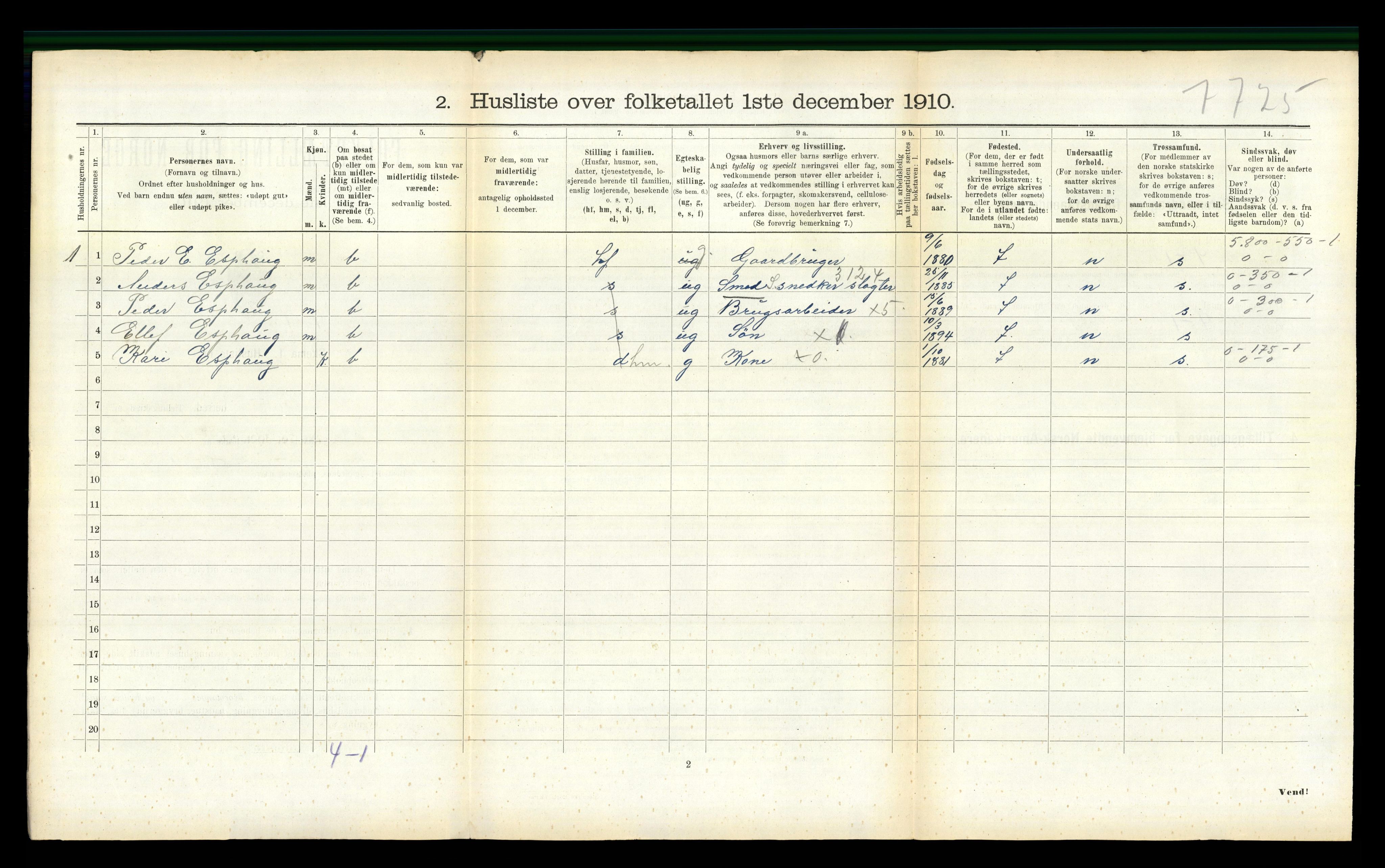 RA, 1910 census for Horg, 1910, p. 643