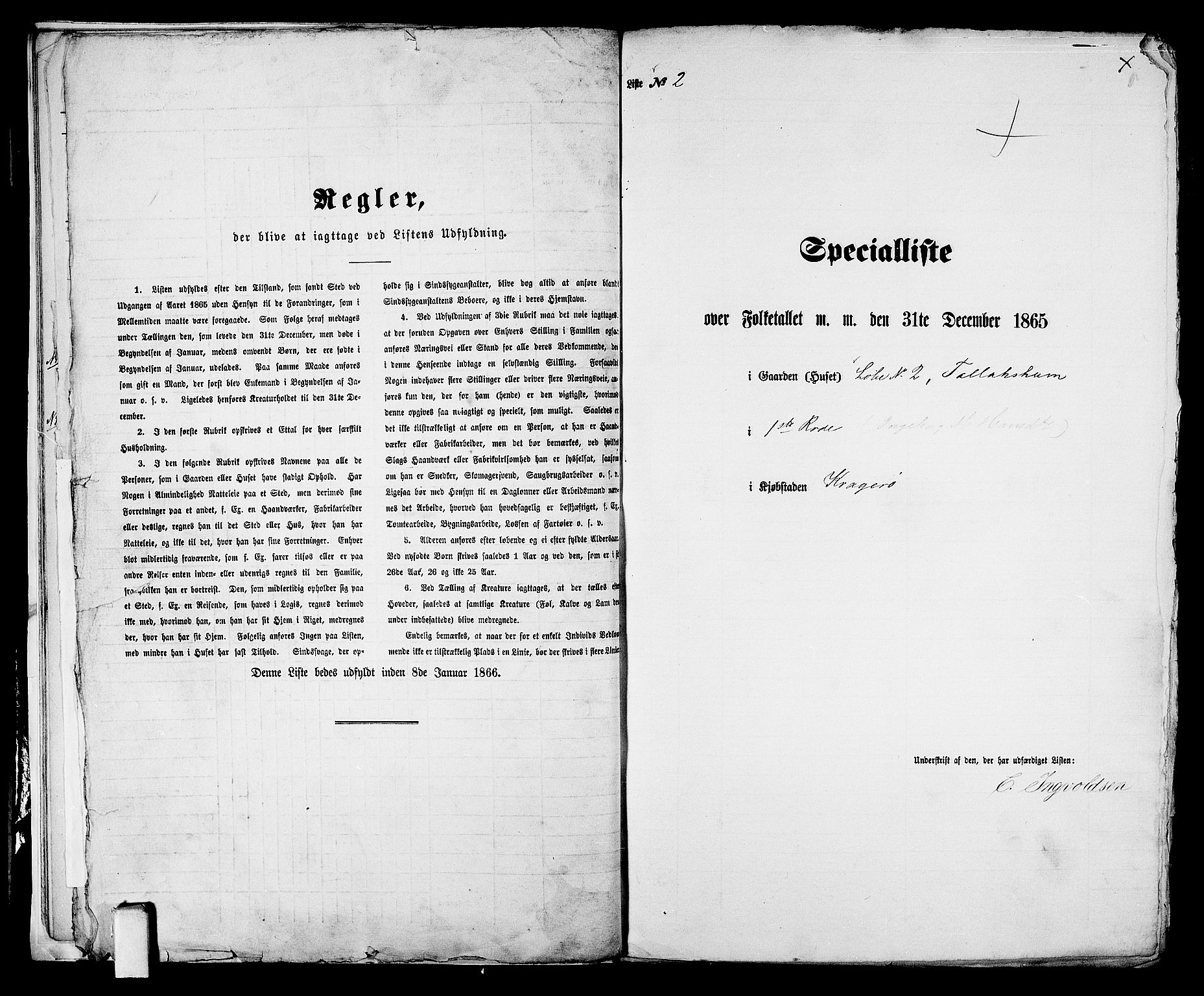 RA, 1865 census for Kragerø/Kragerø, 1865, p. 13