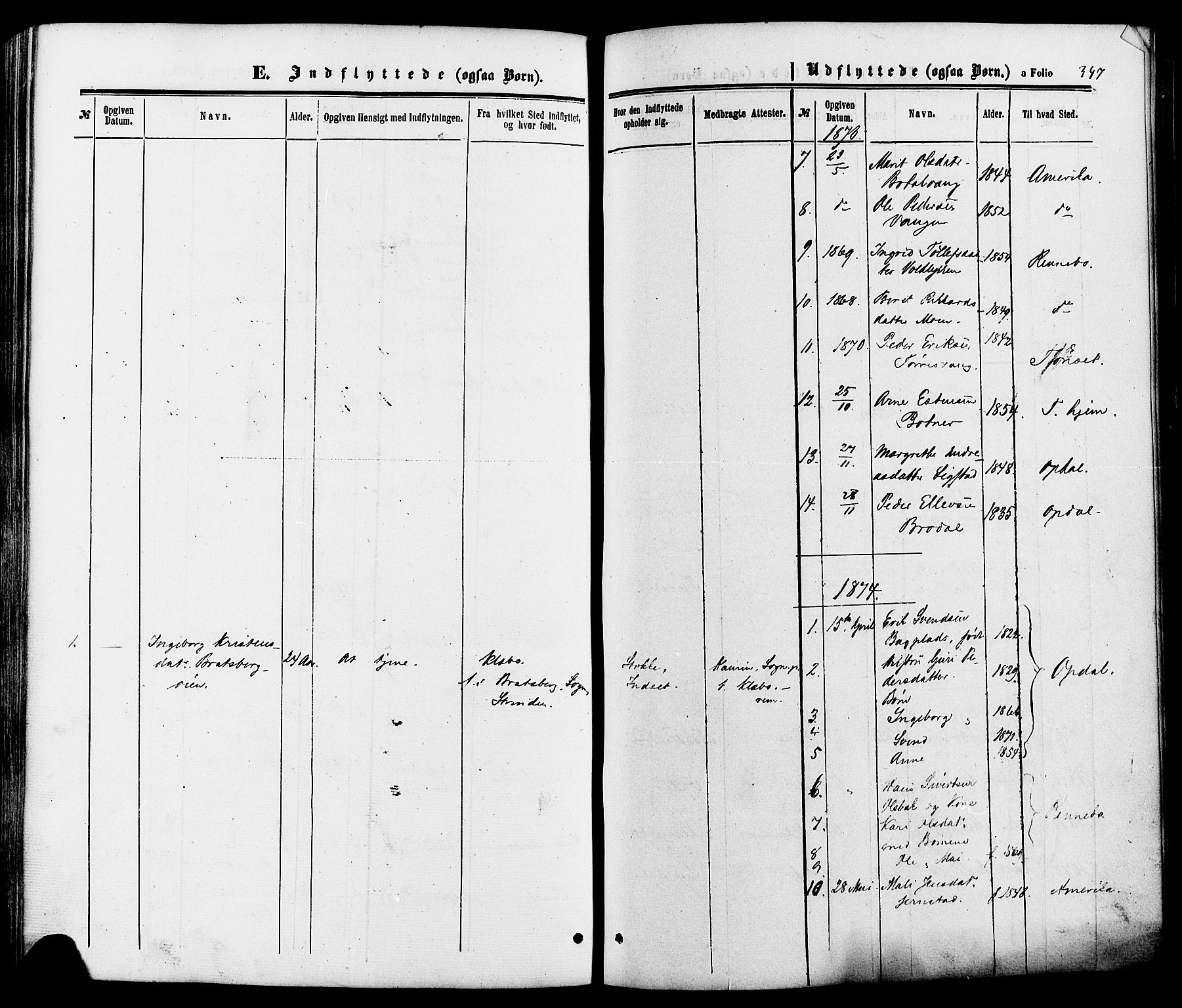 Kvikne prestekontor, SAH/PREST-064/H/Ha/Haa/L0006: Parish register (official) no. 6, 1863-1886, p. 347