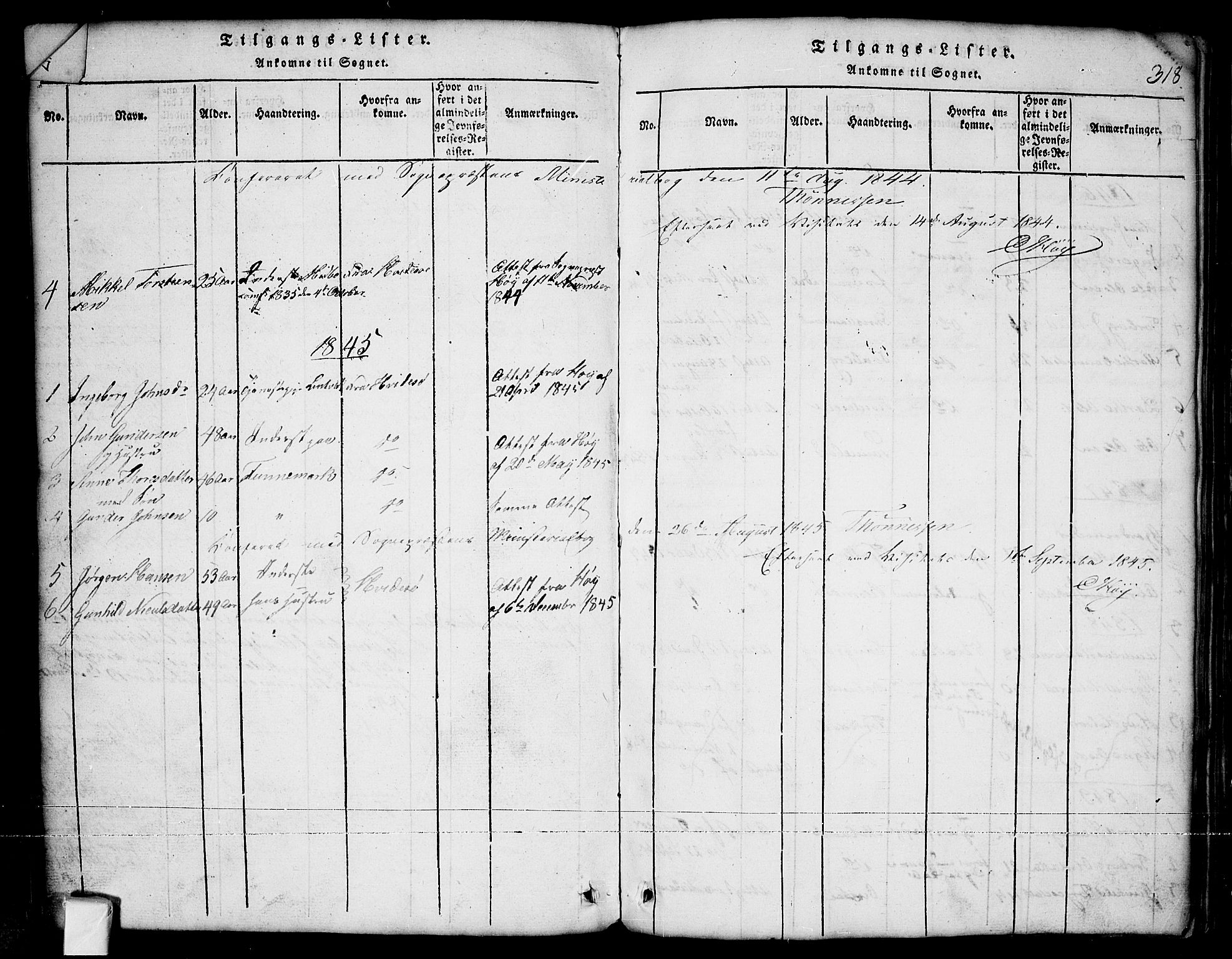 Nissedal kirkebøker, SAKO/A-288/G/Ga/L0001: Parish register (copy) no. I 1, 1814-1860, p. 318