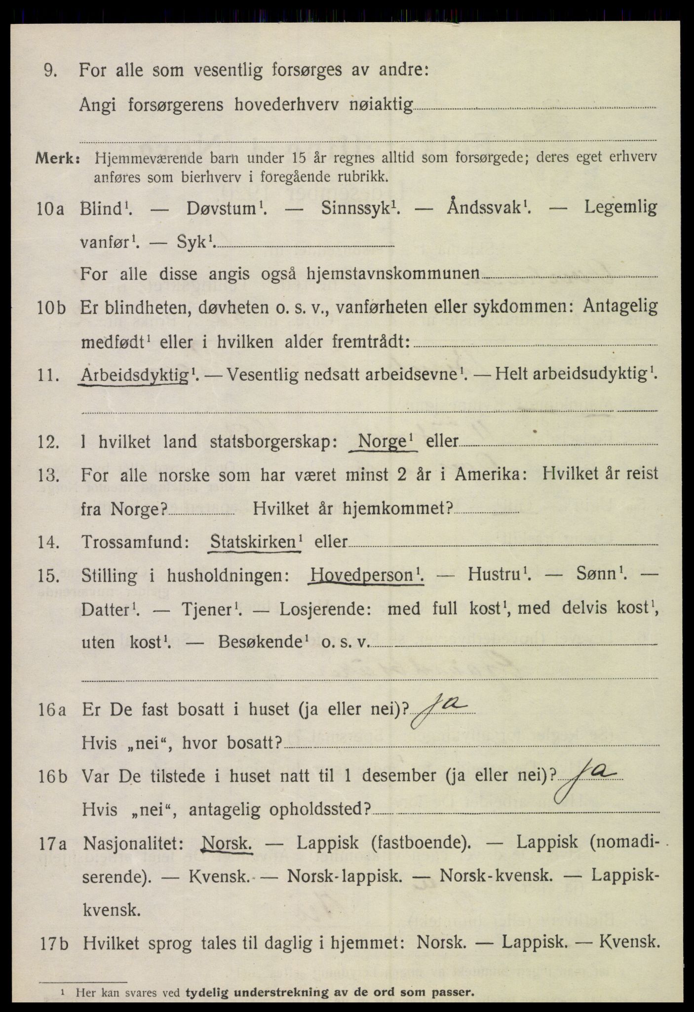 SAT, 1920 census for Overhalla, 1920, p. 959