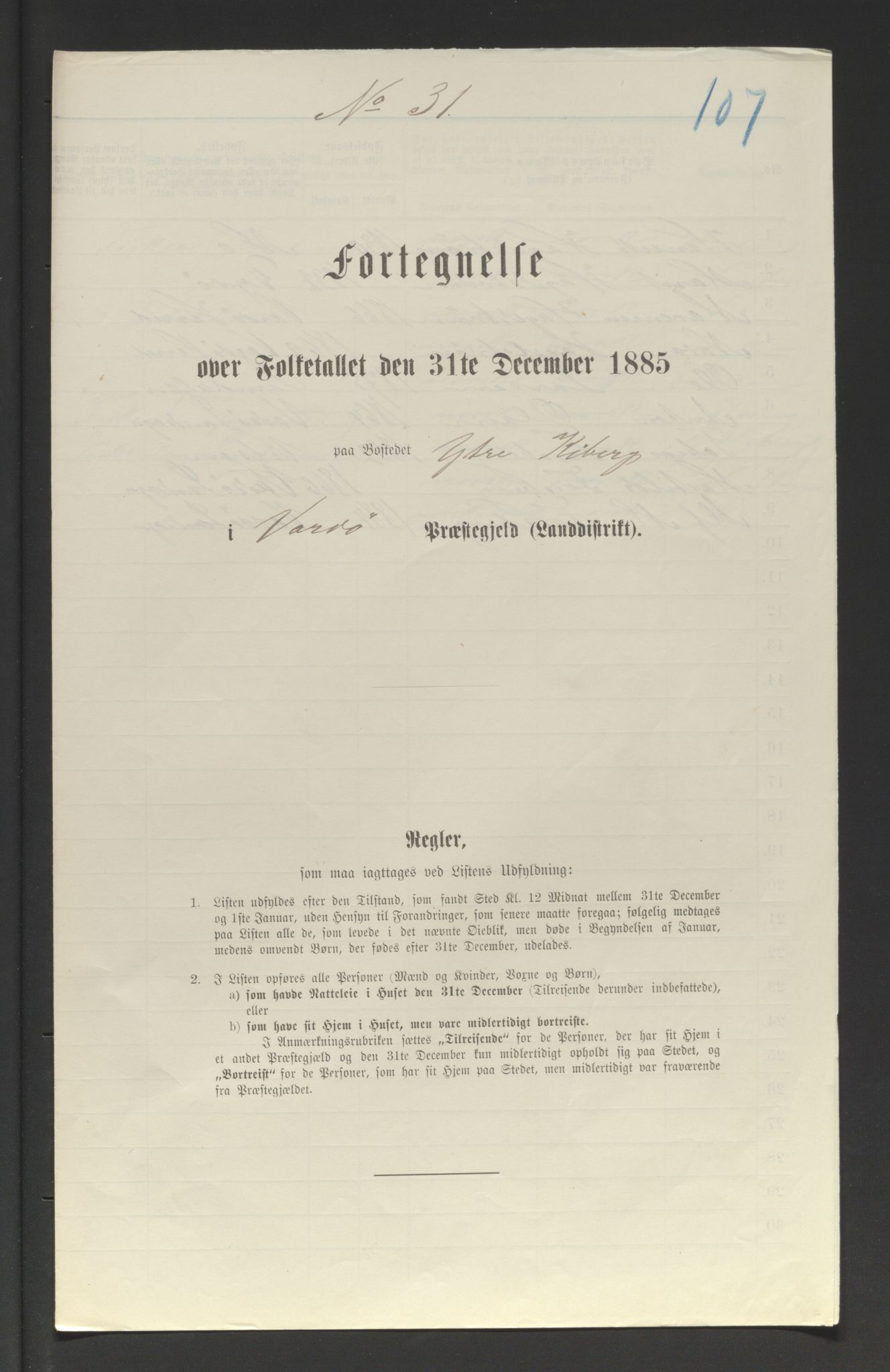 SATØ, 1885 census for 2028 Vardø, 1885, p. 107a