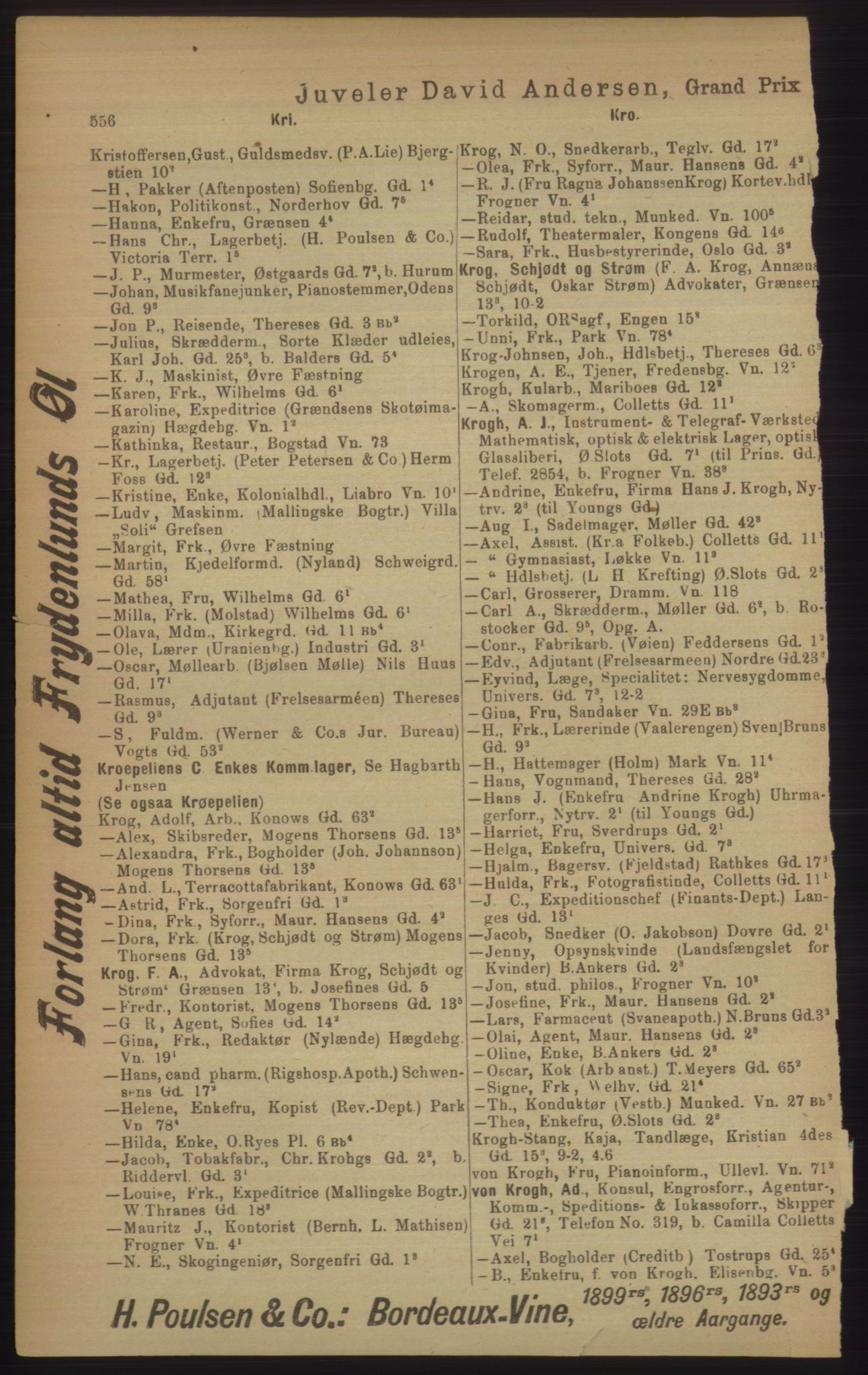 Kristiania/Oslo adressebok, PUBL/-, 1906, p. 556