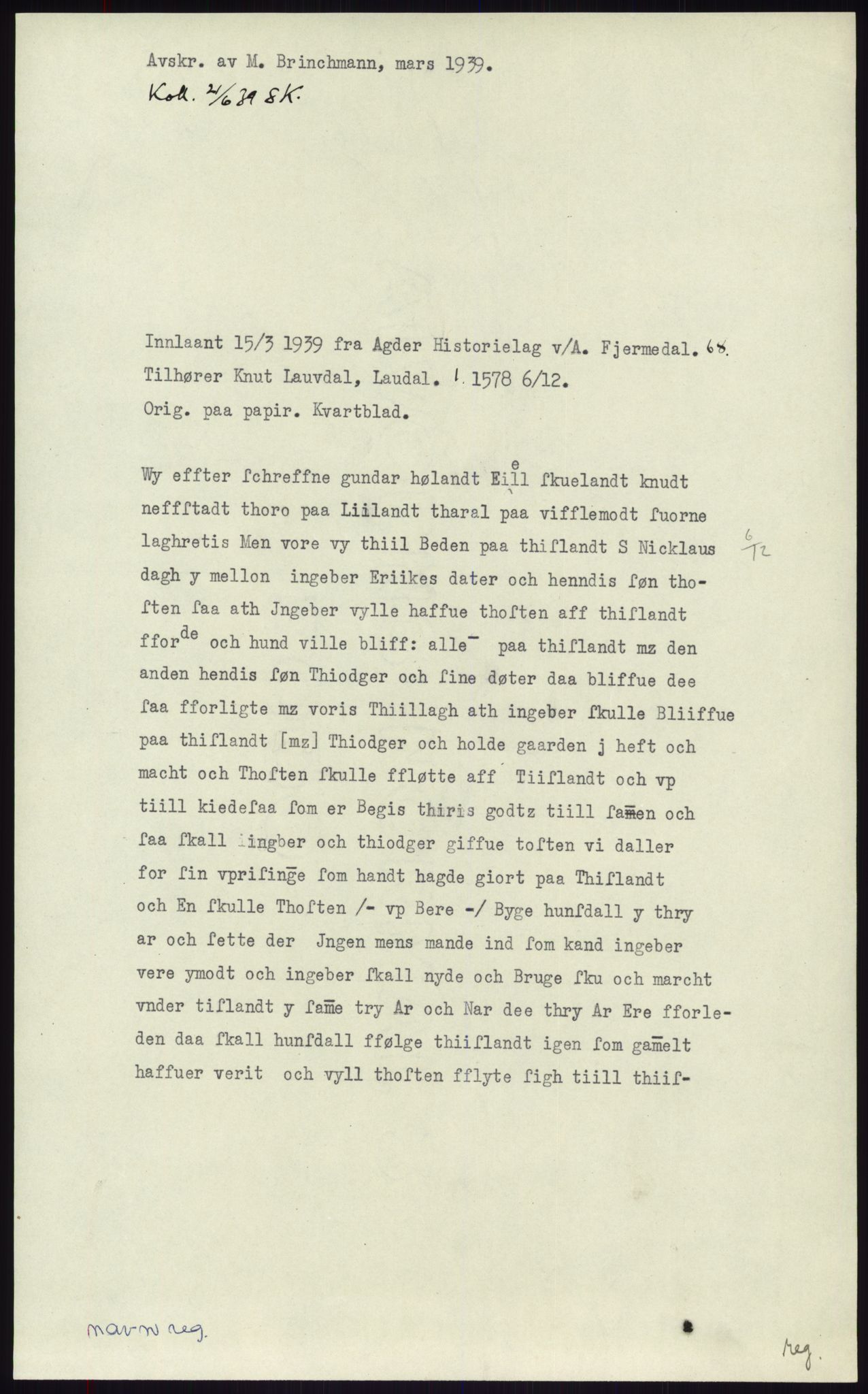 Samlinger til kildeutgivelse, Diplomavskriftsamlingen, AV/RA-EA-4053/H/Ha, p. 1953