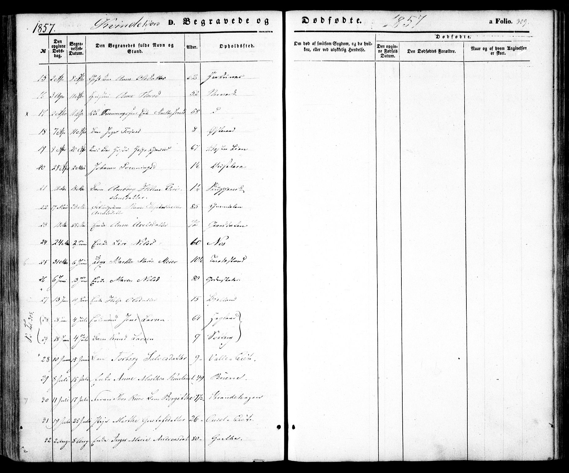 Holt sokneprestkontor, AV/SAK-1111-0021/F/Fa/L0008: Parish register (official) no. A 8, 1849-1860, p. 309