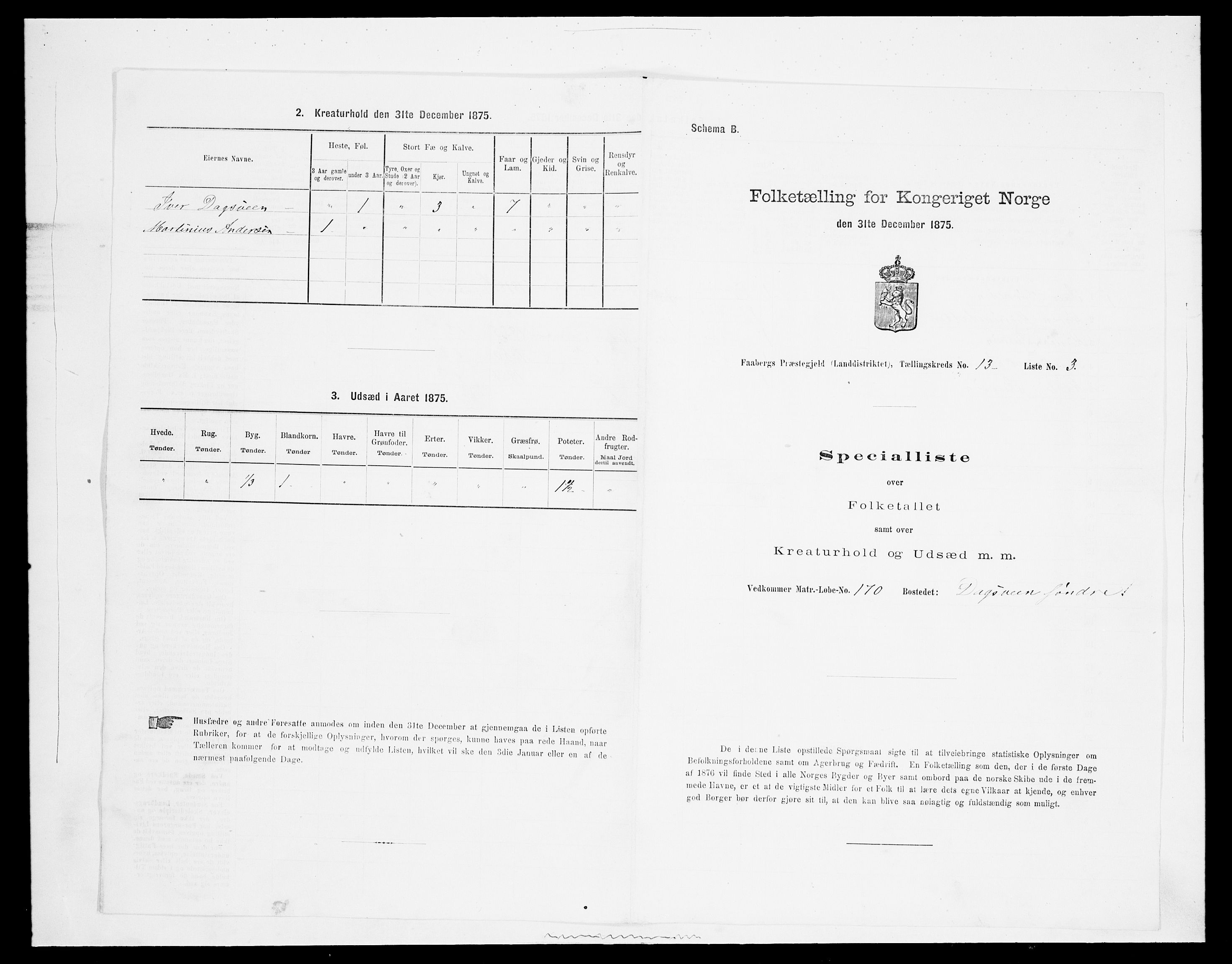 SAH, 1875 census for 0524L Fåberg/Fåberg og Lillehammer, 1875, p. 1578