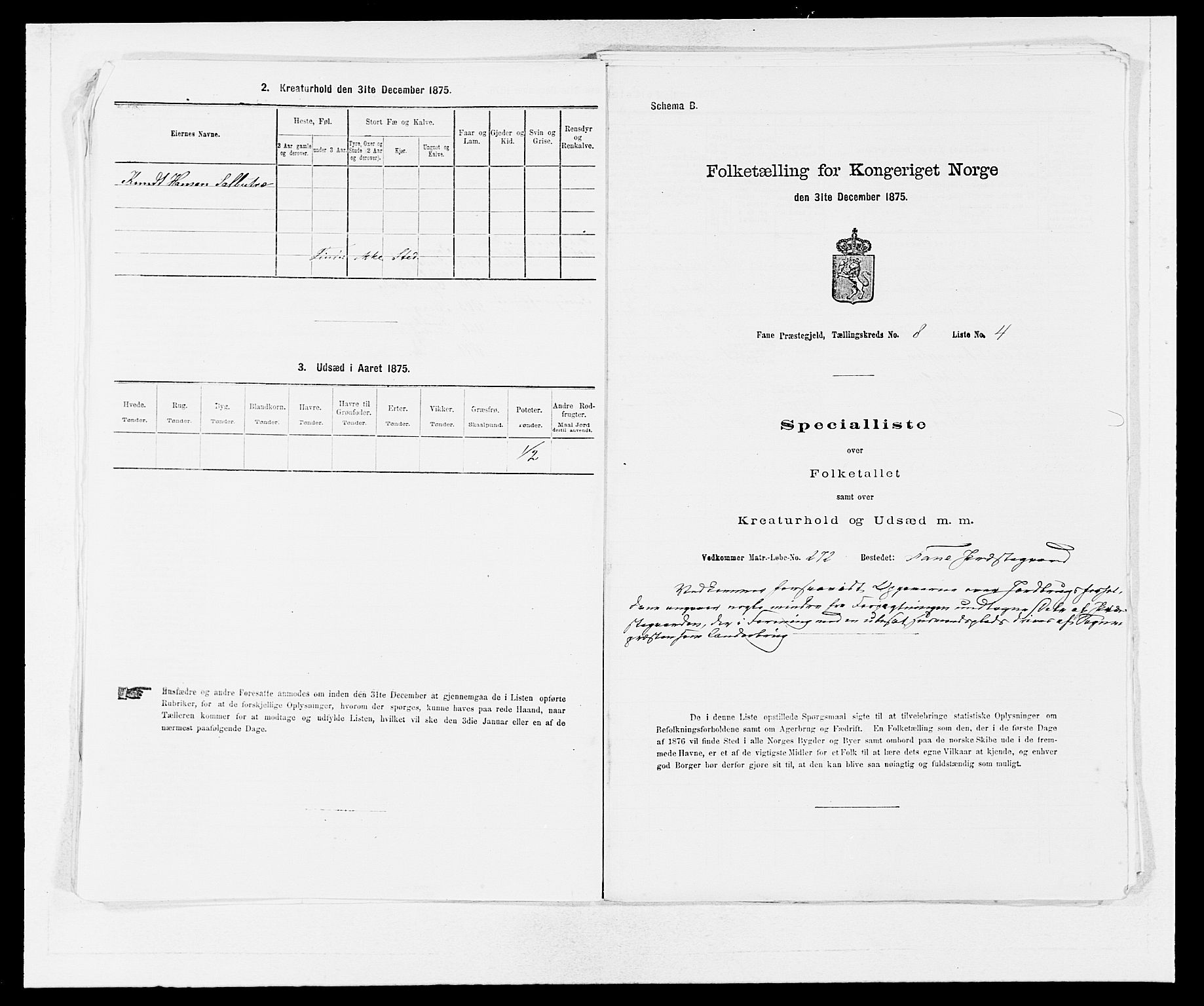 SAB, 1875 census for 1249P Fana, 1875, p. 786