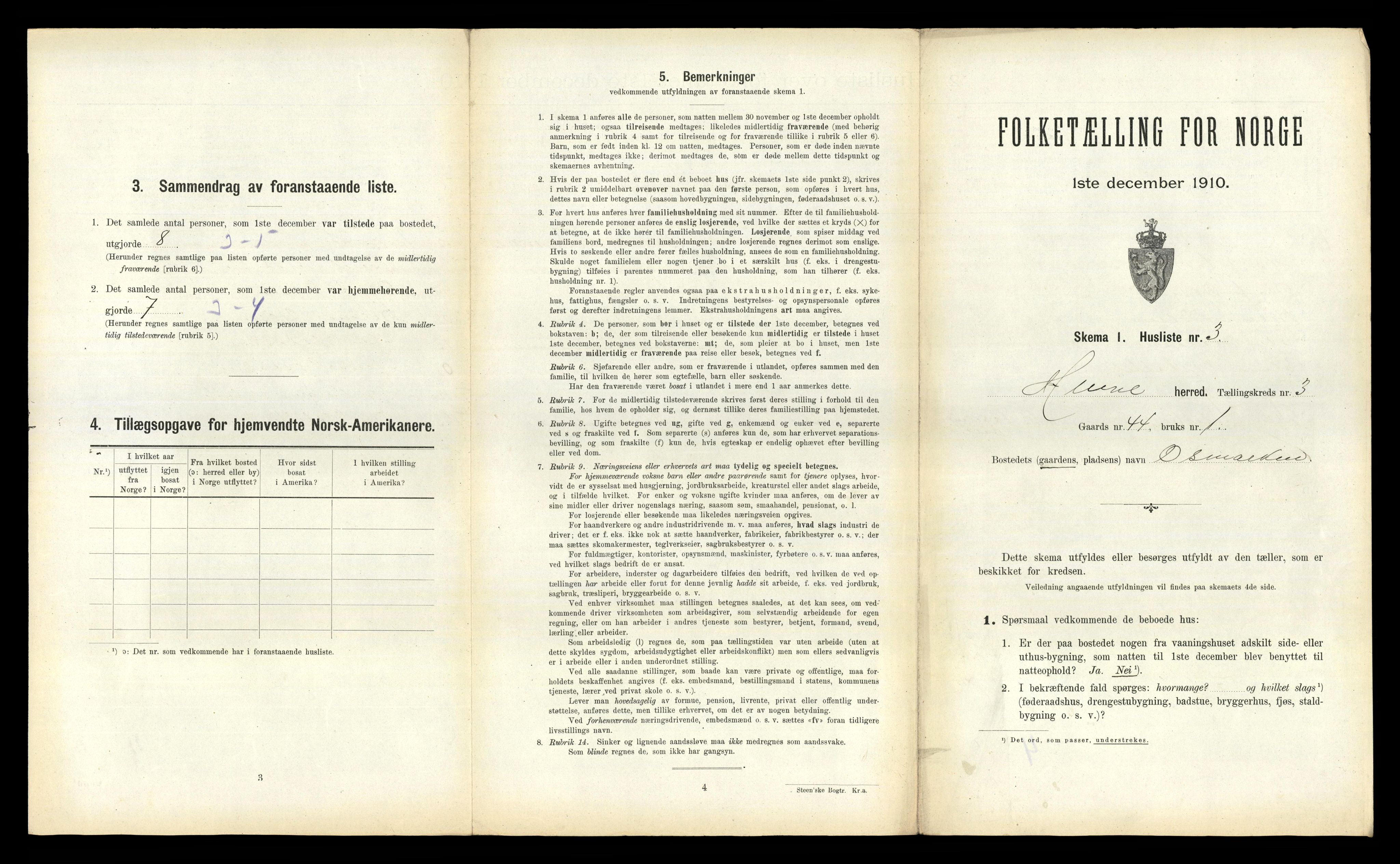 RA, 1910 census for Hemne, 1910, p. 337