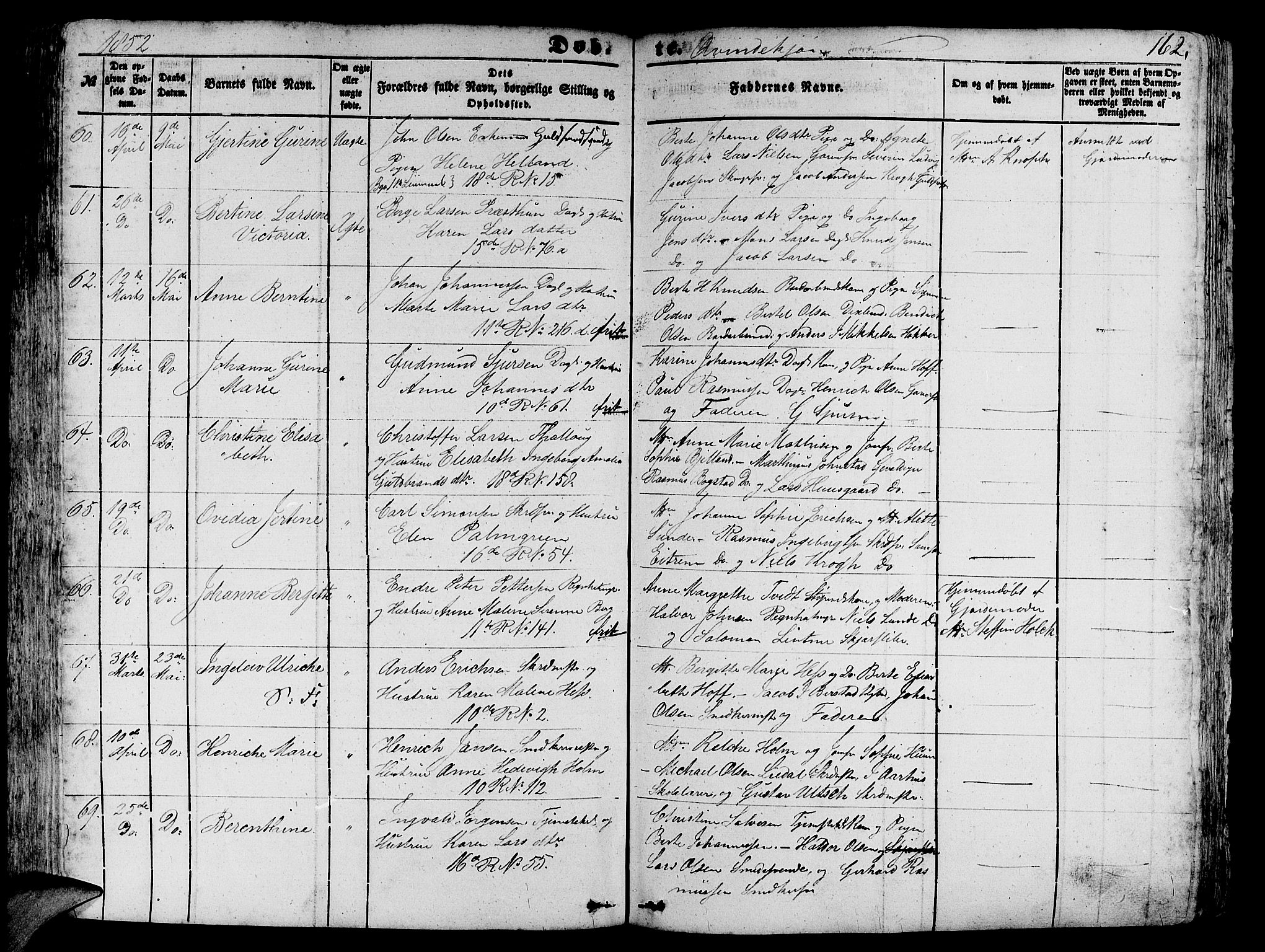 Domkirken sokneprestembete, AV/SAB-A-74801/H/Hab/L0010: Parish register (copy) no. B 3, 1849-1856, p. 162