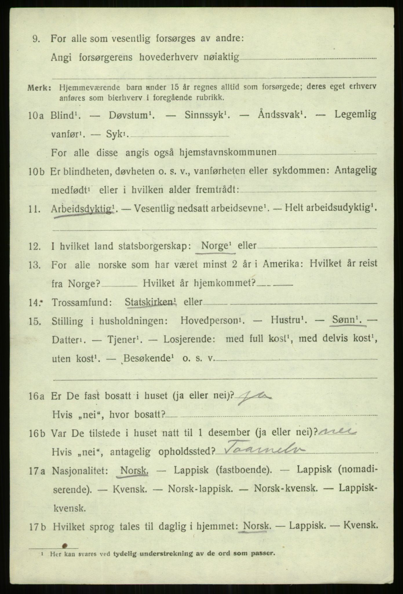 SATØ, 1920 census for Lenvik, 1920, p. 3099