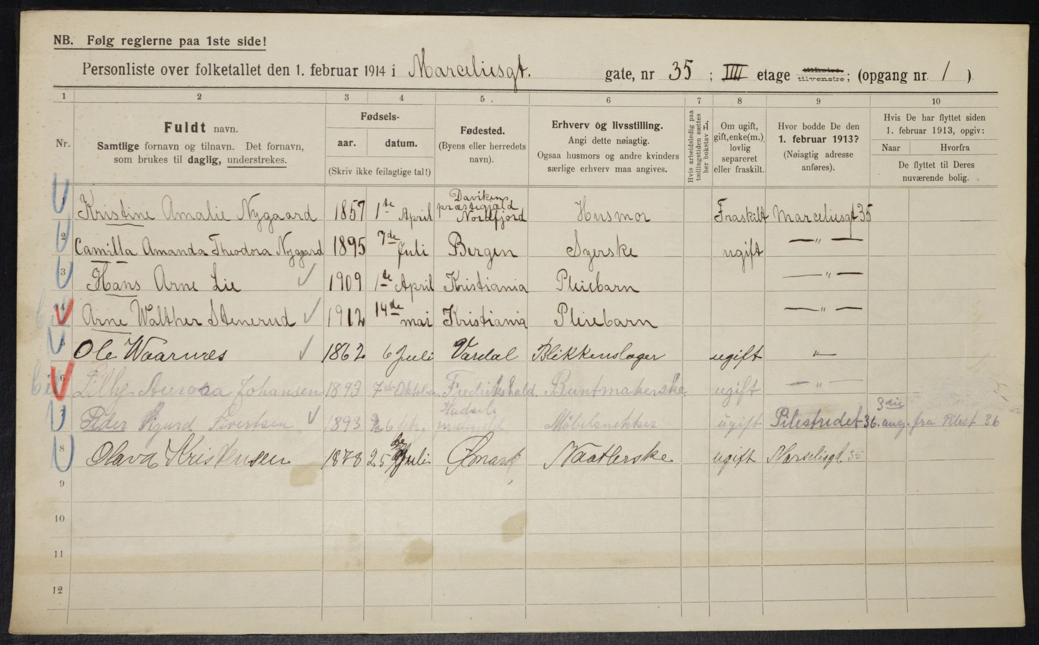 OBA, Municipal Census 1914 for Kristiania, 1914, p. 64634