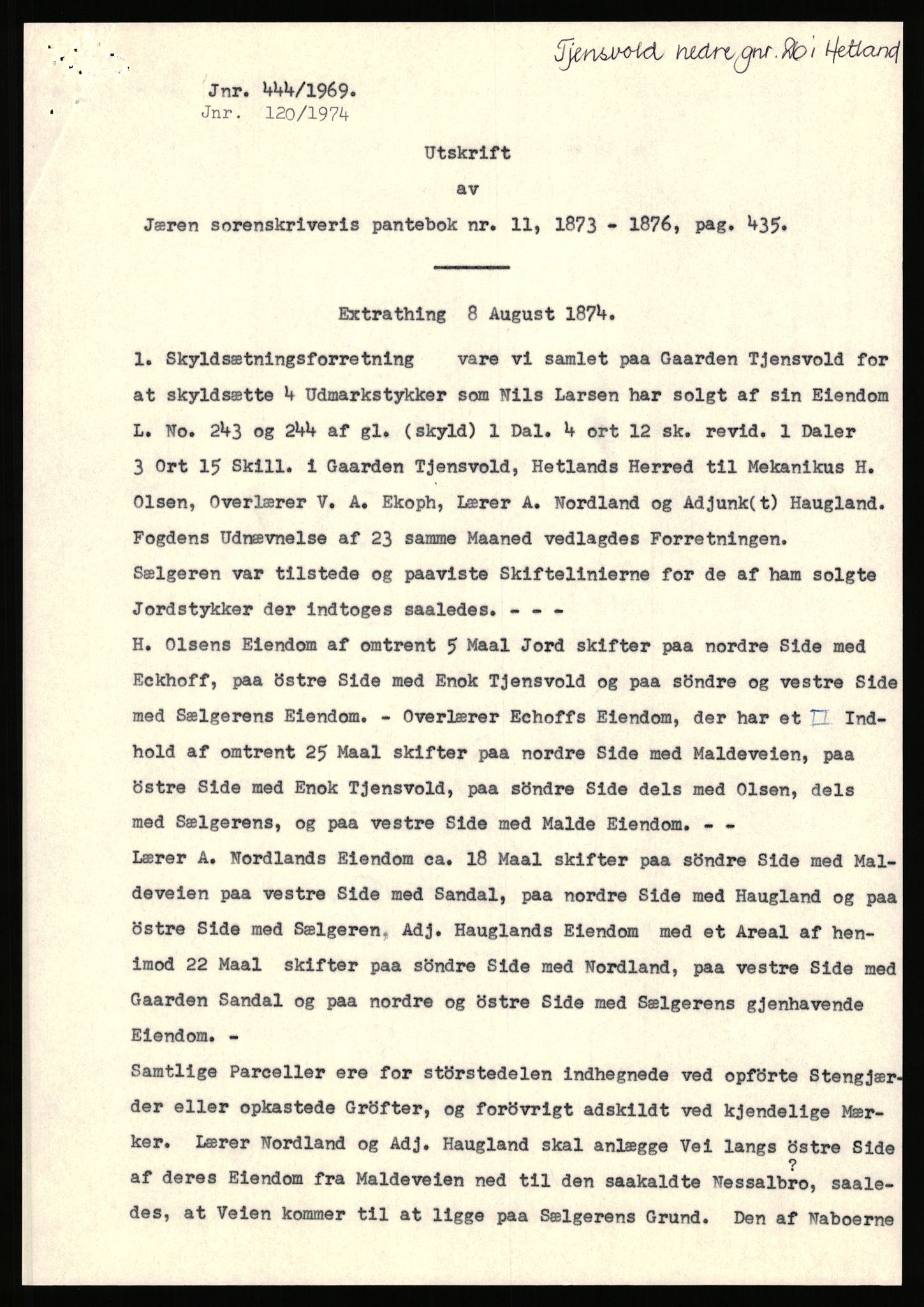 Statsarkivet i Stavanger, AV/SAST-A-101971/03/Y/Yj/L0087: Avskrifter sortert etter gårdsnavn: Tjemsland nordre - Todhammer, 1750-1930, p. 69