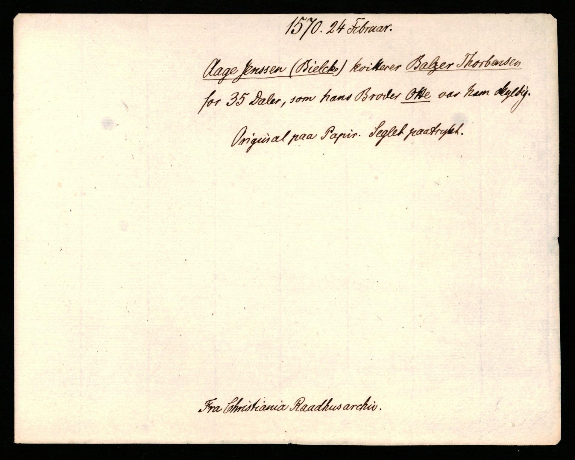 Riksarkivets diplomsamling, AV/RA-EA-5965/F35/F35b/L0002: Riksarkivets diplomer, seddelregister, 1567-1583, p. 75