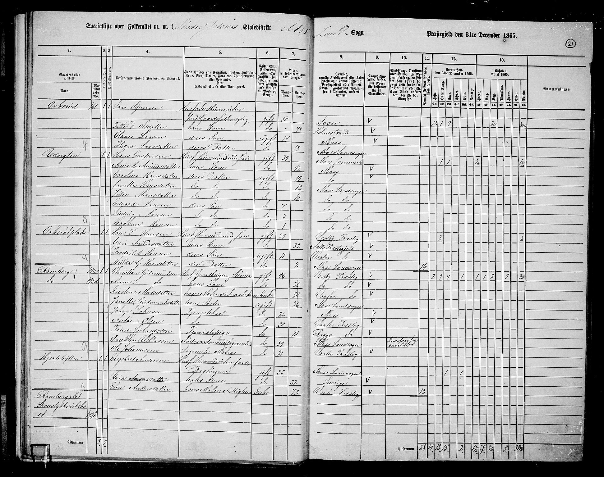 RA, 1865 census for Moss/Moss, 1865, p. 22