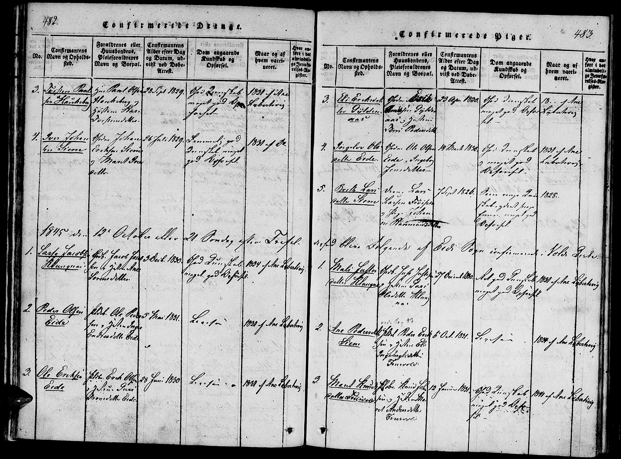 Ministerialprotokoller, klokkerbøker og fødselsregistre - Møre og Romsdal, SAT/A-1454/542/L0551: Parish register (official) no. 542A01, 1818-1853, p. 482-483