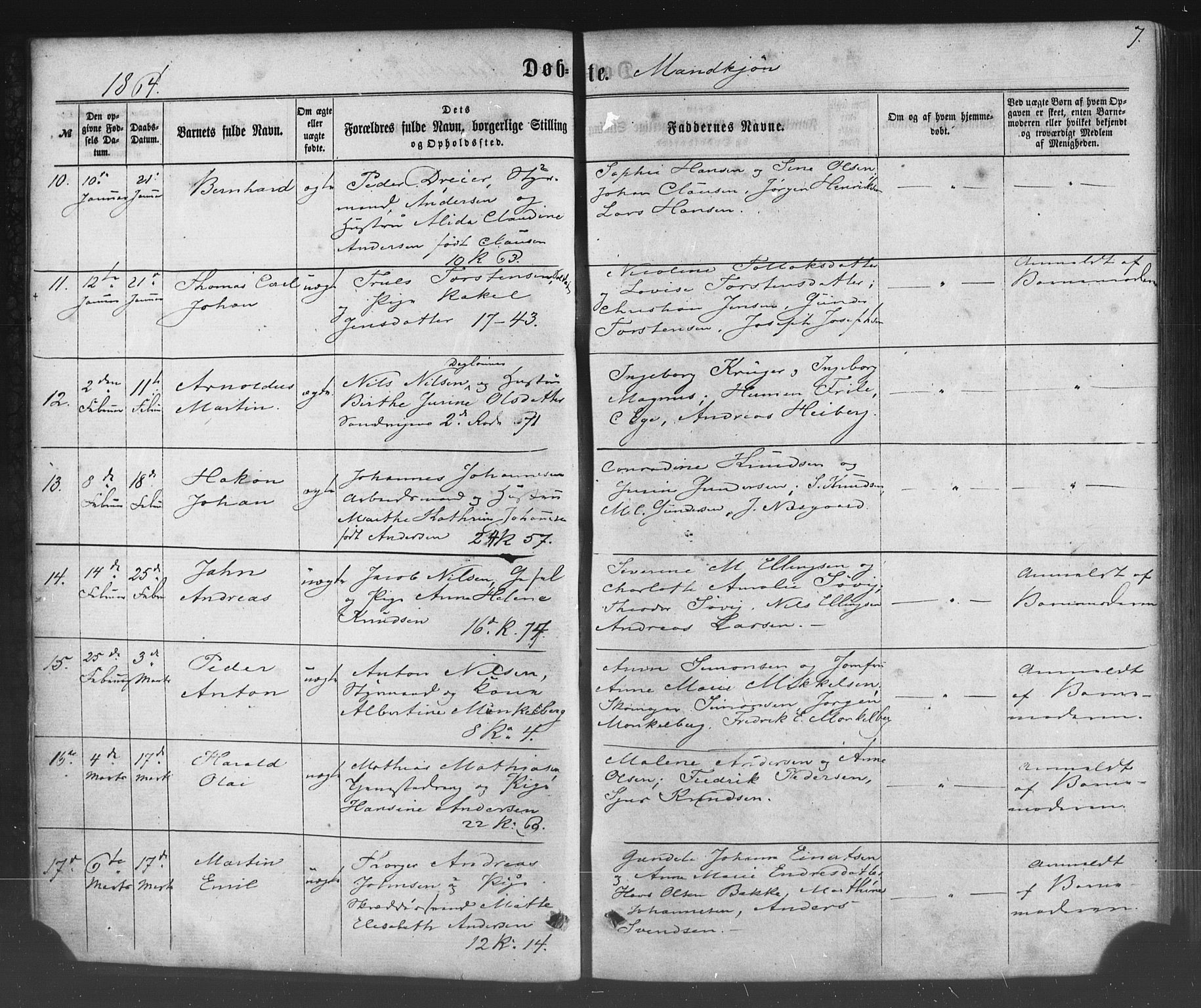 Fødselsstiftelsens sokneprestembete*, SAB/-: Parish register (official) no. A 1, 1863-1883, p. 7