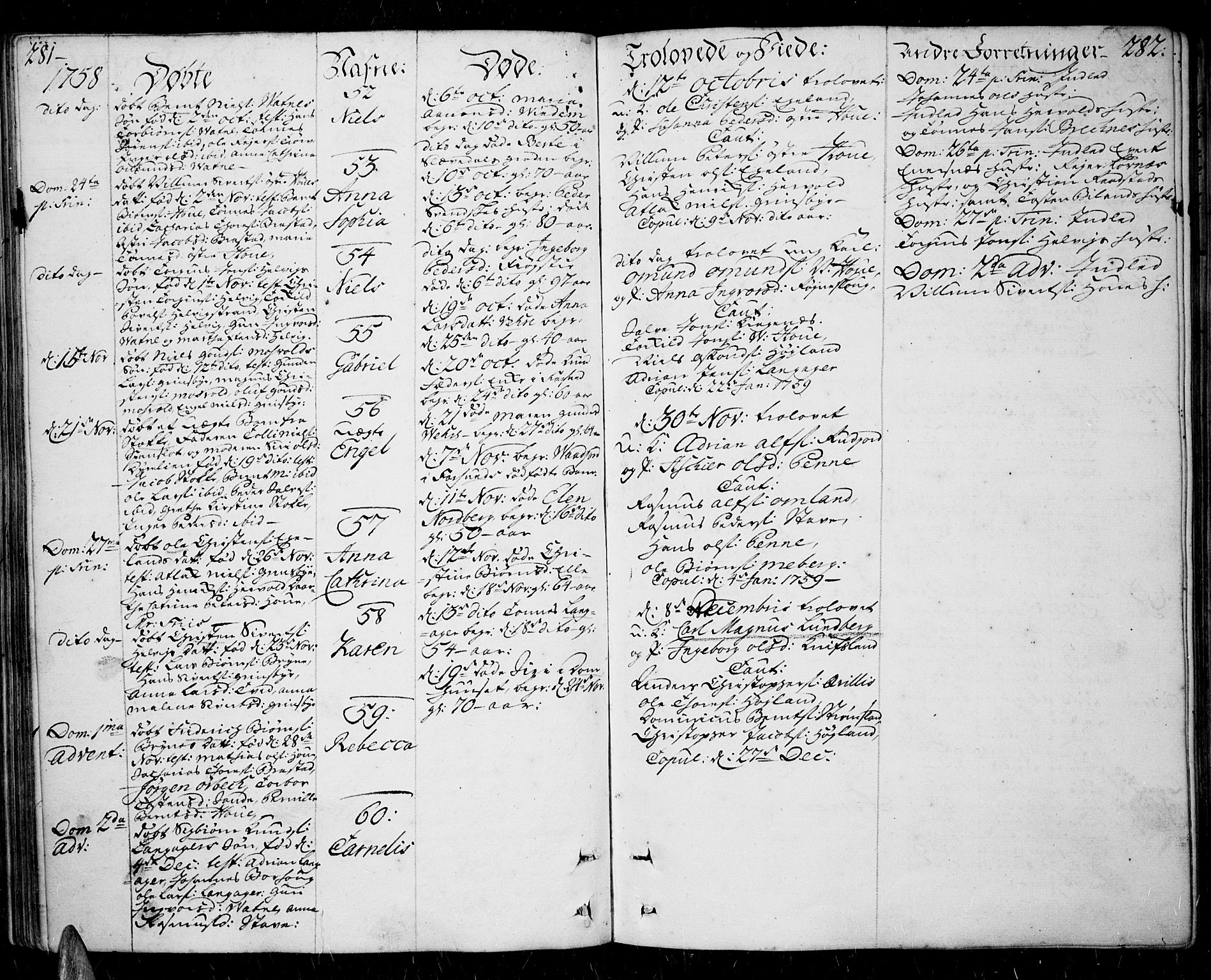 Lista sokneprestkontor, AV/SAK-1111-0027/F/Fa/L0003: Parish register (official) no. A 3 /1, 1743-1767, p. 281-282