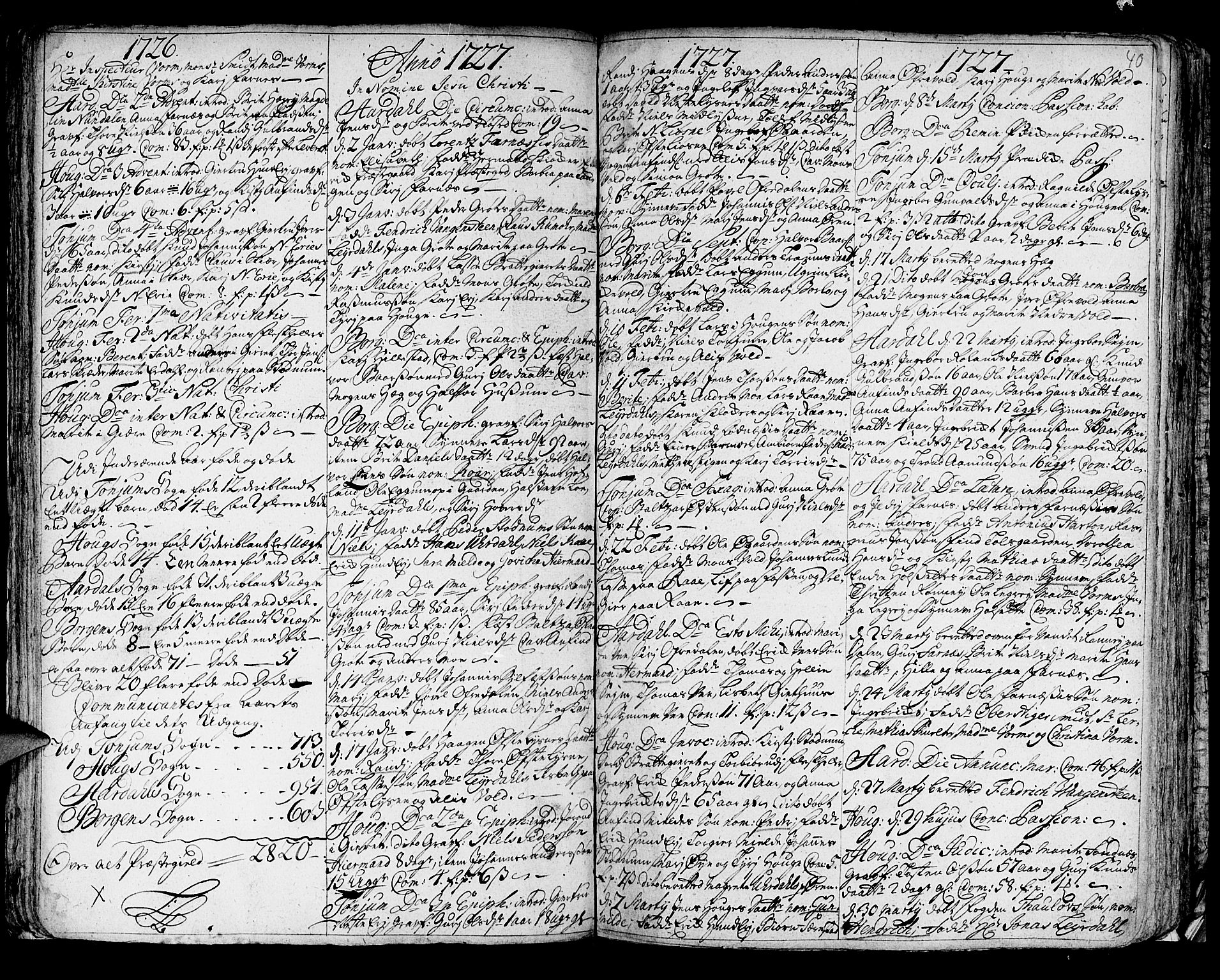 Lærdal sokneprestembete, AV/SAB-A-81201: Parish register (official) no. A 1, 1711-1752, p. 40