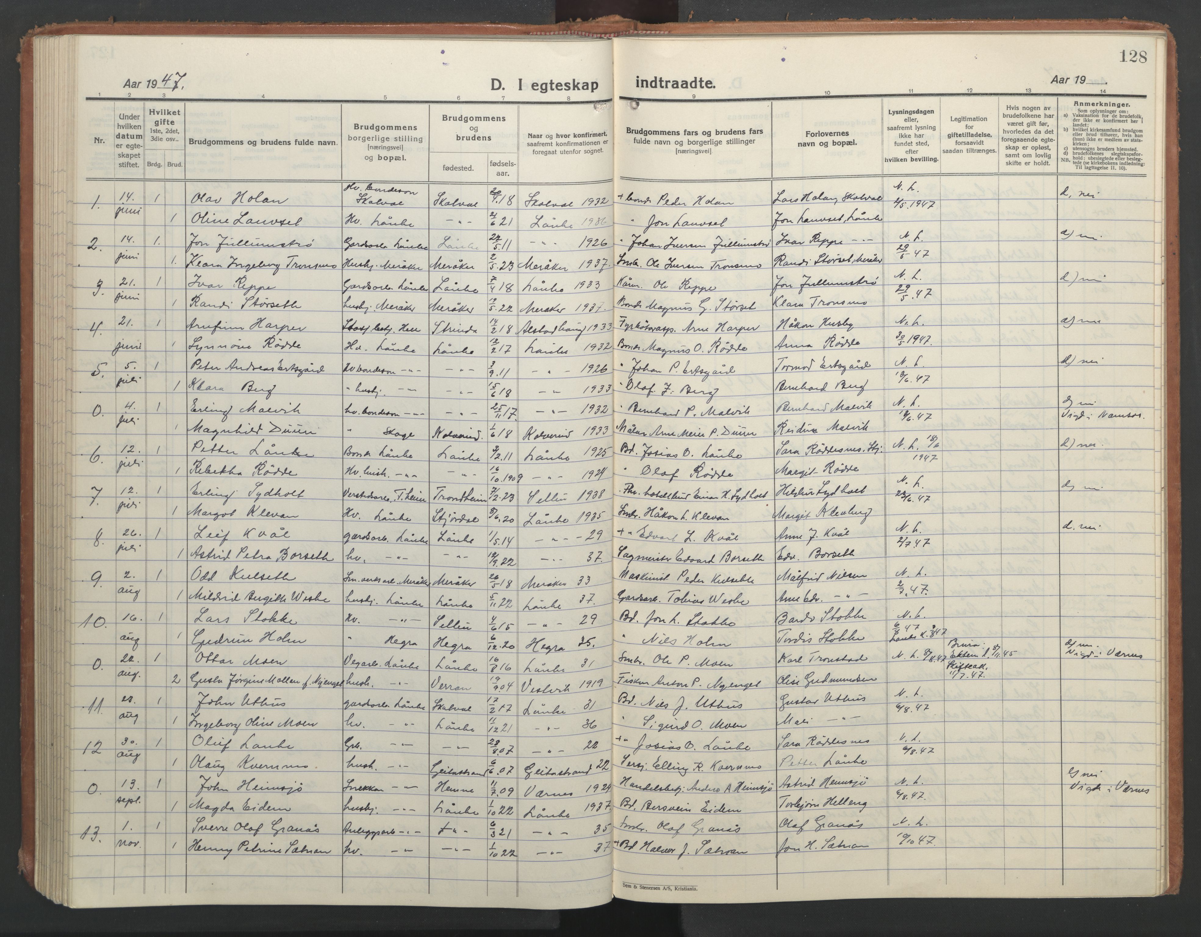 Ministerialprotokoller, klokkerbøker og fødselsregistre - Nord-Trøndelag, SAT/A-1458/710/L0097: Parish register (copy) no. 710C02, 1925-1955, p. 128
