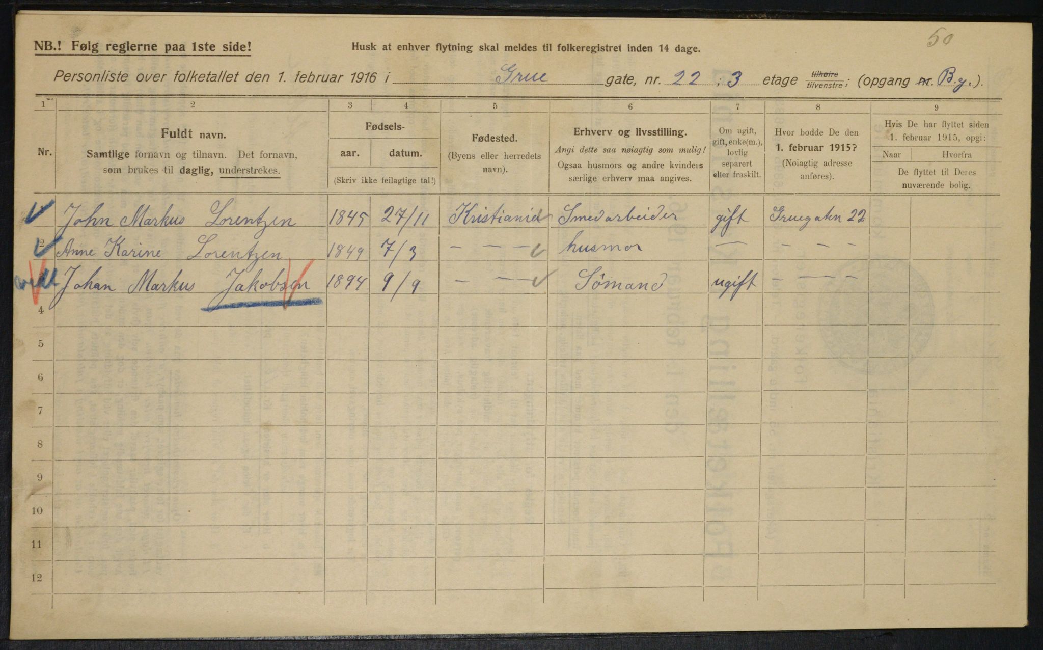 OBA, Municipal Census 1916 for Kristiania, 1916, p. 31171