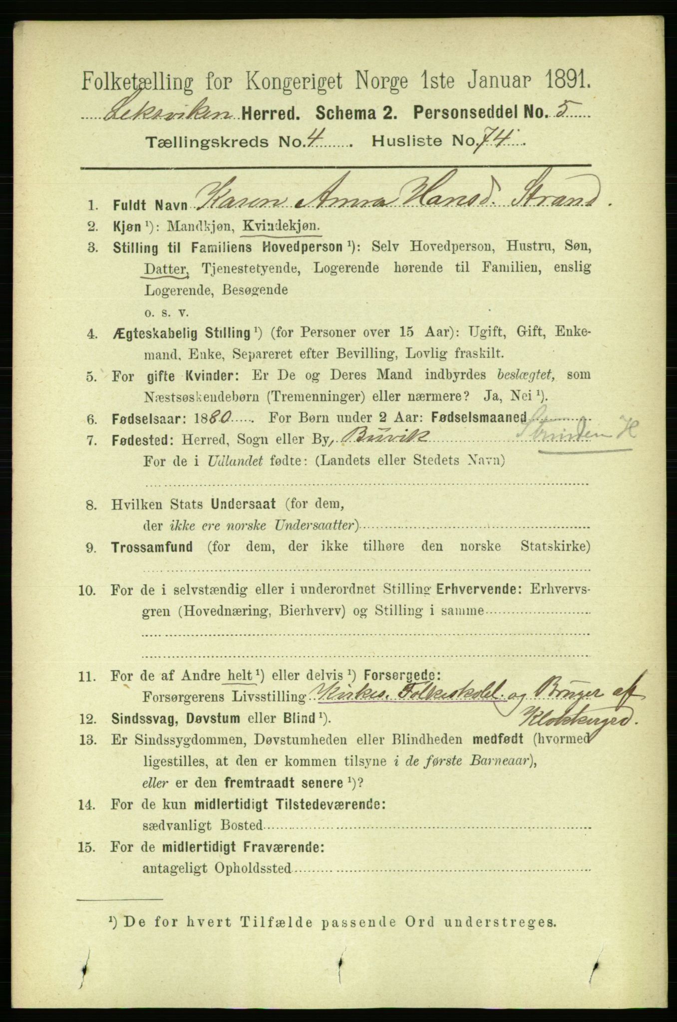 RA, 1891 census for 1718 Leksvik, 1891, p. 2393