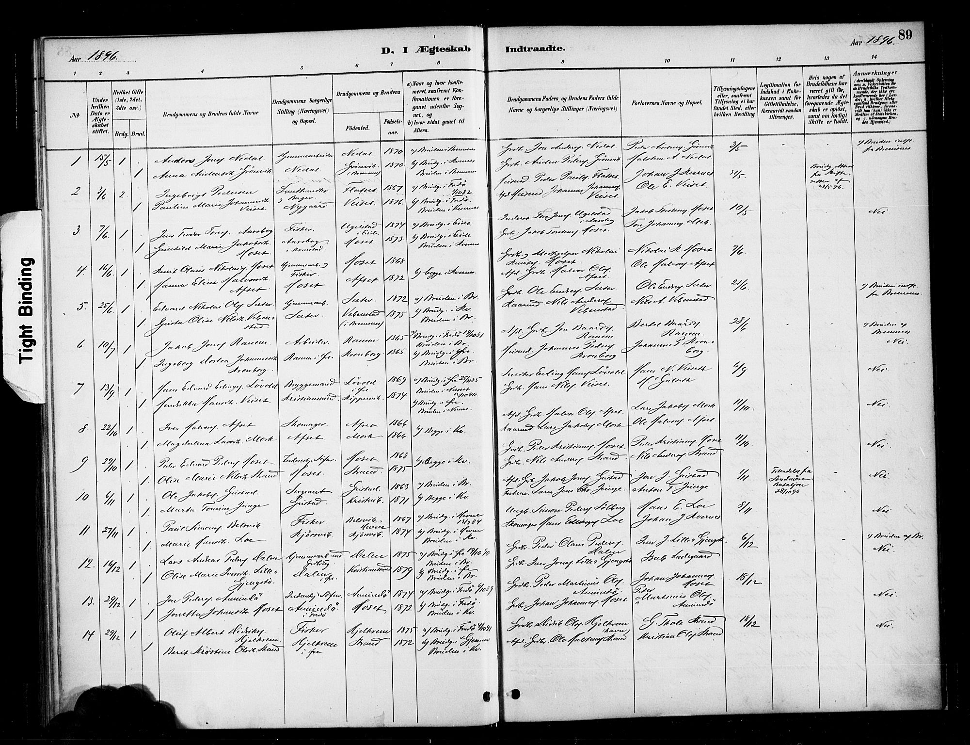 Ministerialprotokoller, klokkerbøker og fødselsregistre - Møre og Romsdal, AV/SAT-A-1454/568/L0809: Parish register (official) no. 568A13, 1884-1900, p. 89