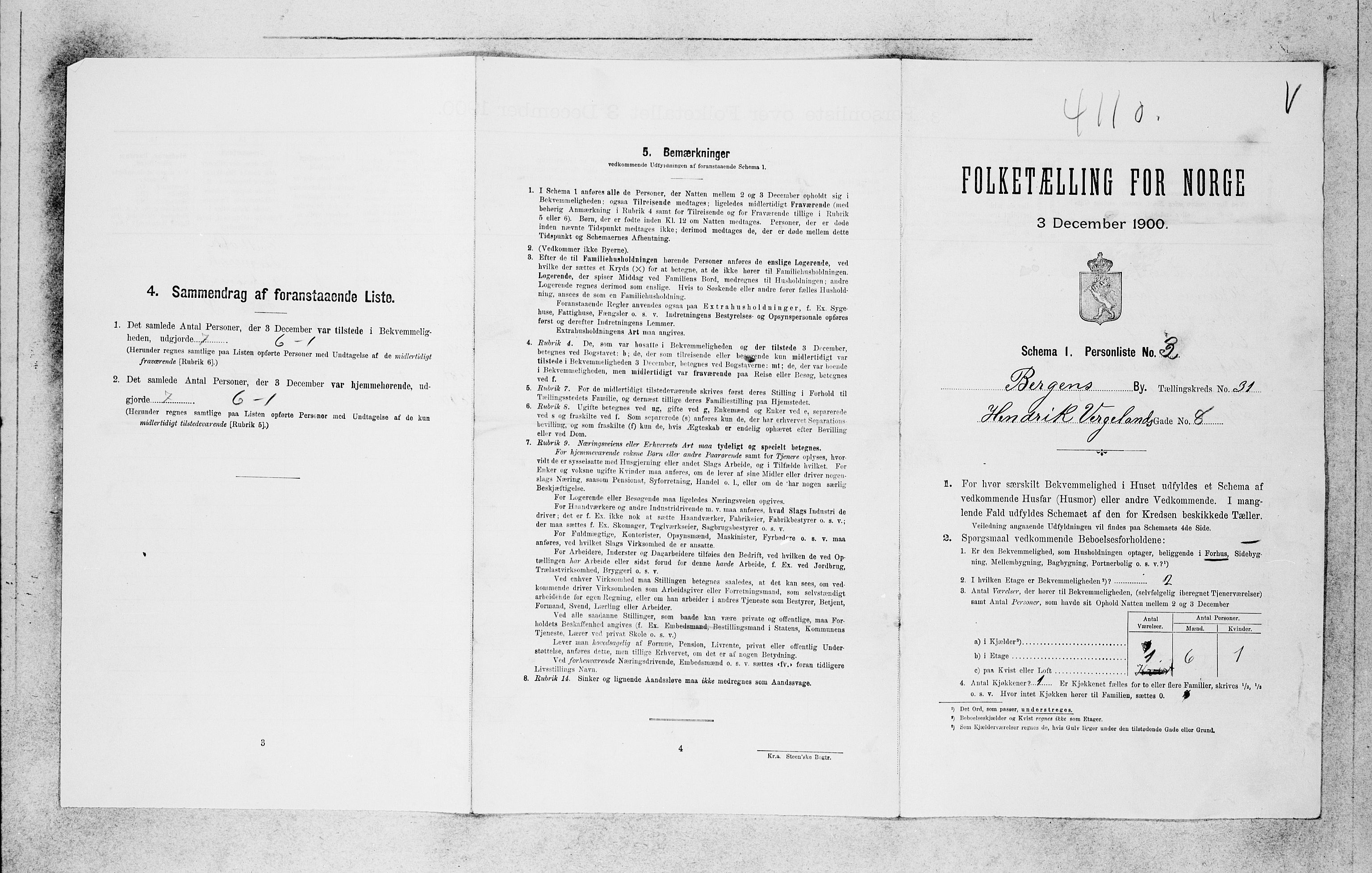 SAB, 1900 census for Bergen, 1900, p. 6565