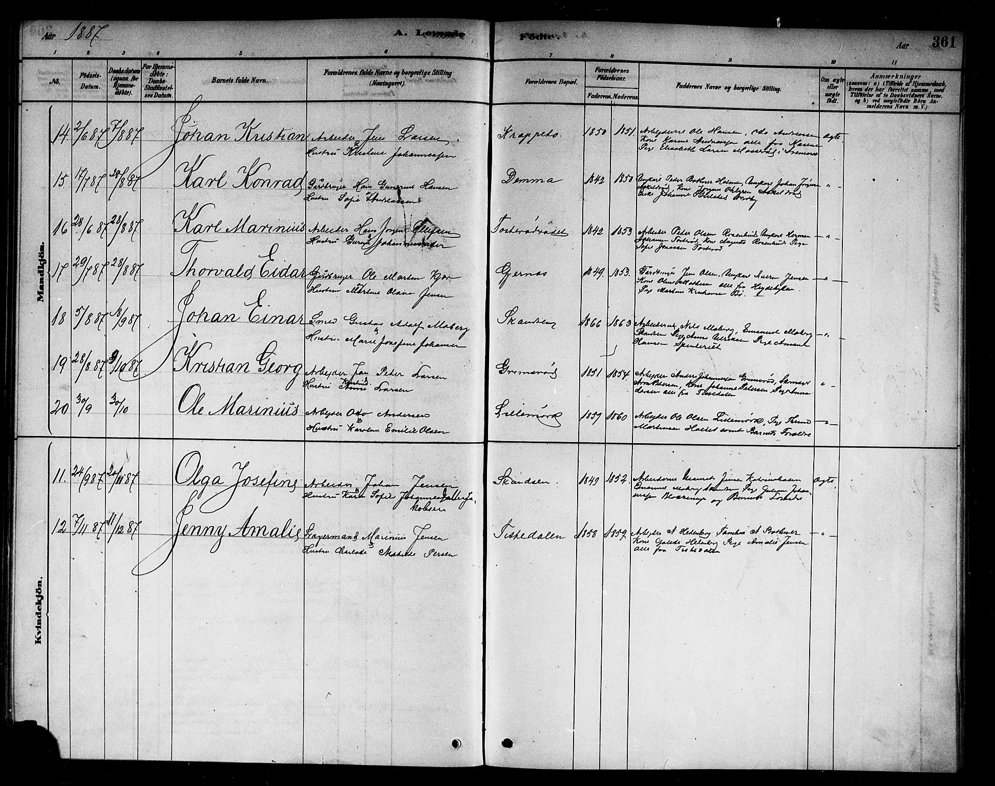 Berg prestekontor Kirkebøker, AV/SAO-A-10902/F/Fb/L0001: Parish register (official) no. II 1, 1878-1887, p. 361