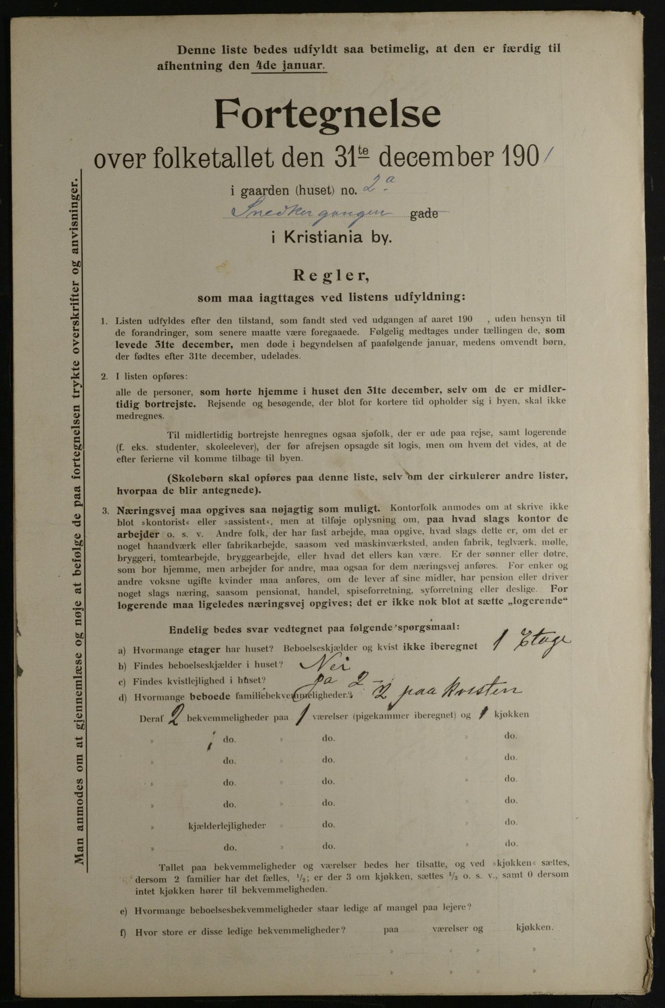 OBA, Municipal Census 1901 for Kristiania, 1901, p. 15096