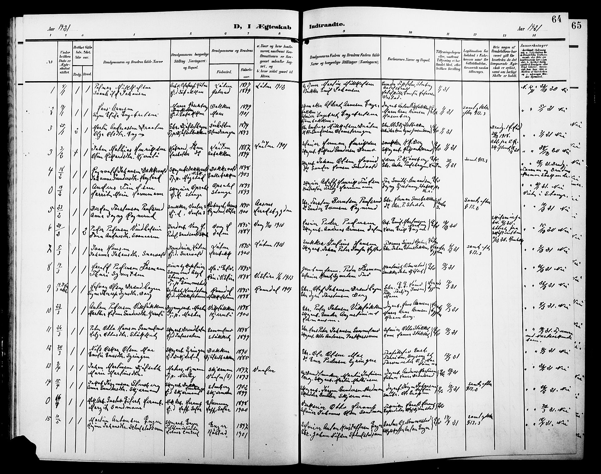 Elverum prestekontor, AV/SAH-PREST-044/H/Ha/Hab/L0009: Parish register (copy) no. 9, 1908-1921, p. 64