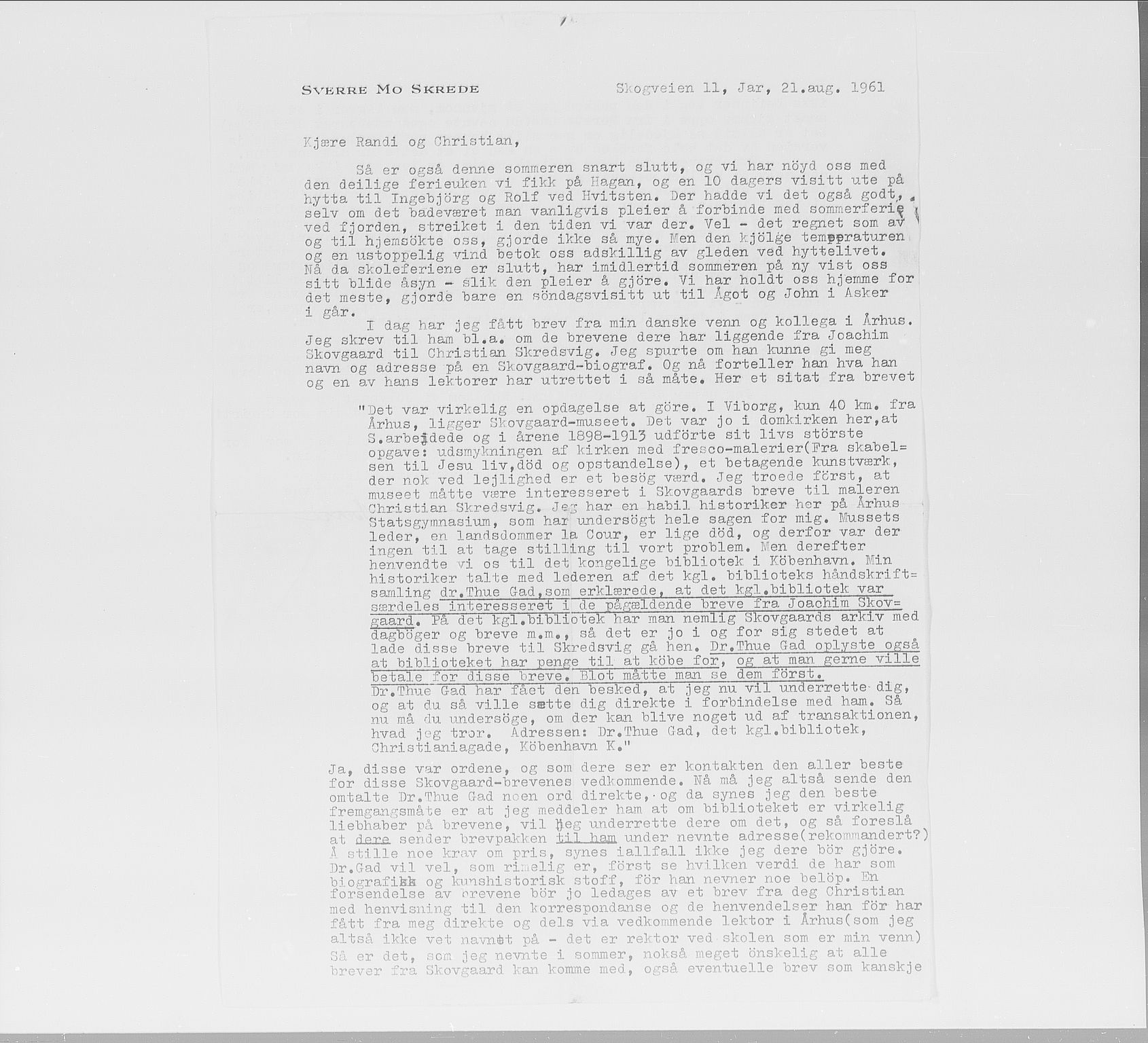Skredsvig, Christian, RA/PA-0353/E/L0001: Privatbrev fra enkeltpersoner, 1888-1961, p. 212