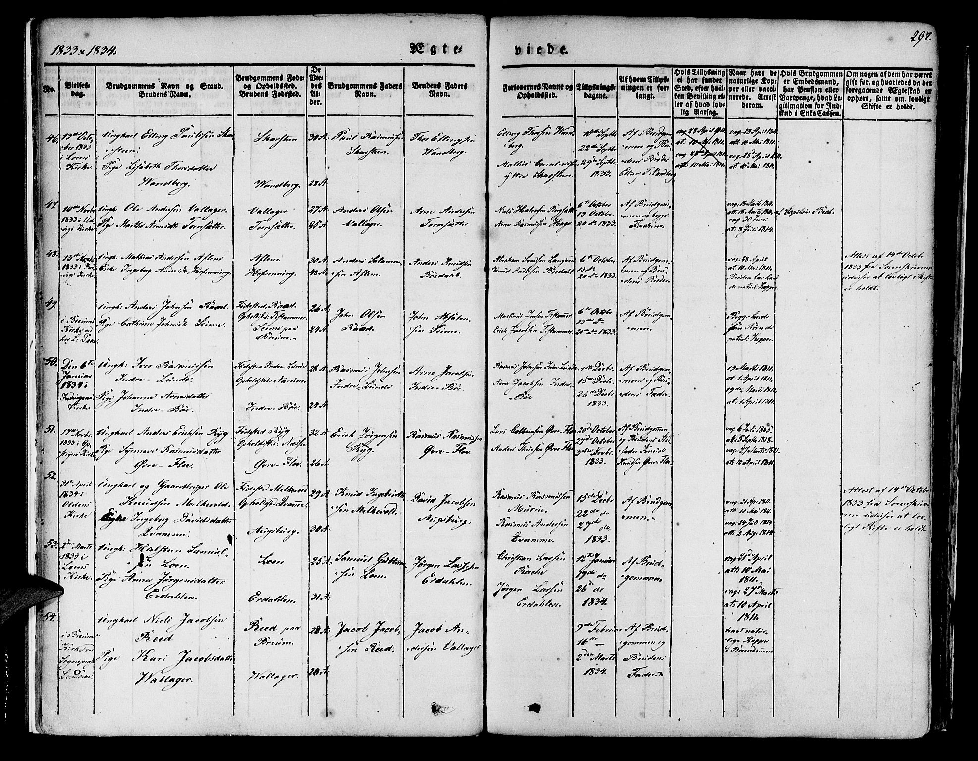 Innvik sokneprestembete, AV/SAB-A-80501: Parish register (official) no. A 4II, 1832-1846, p. 297