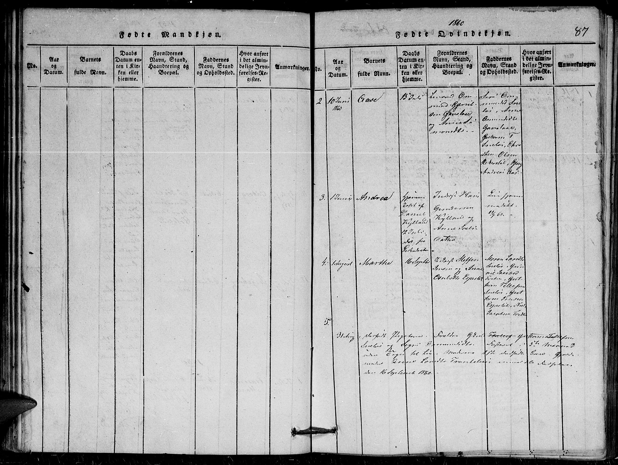 Herefoss sokneprestkontor, AV/SAK-1111-0019/F/Fa/Faa/L0001: Parish register (official) no. A 1, 1816-1860, p. 87