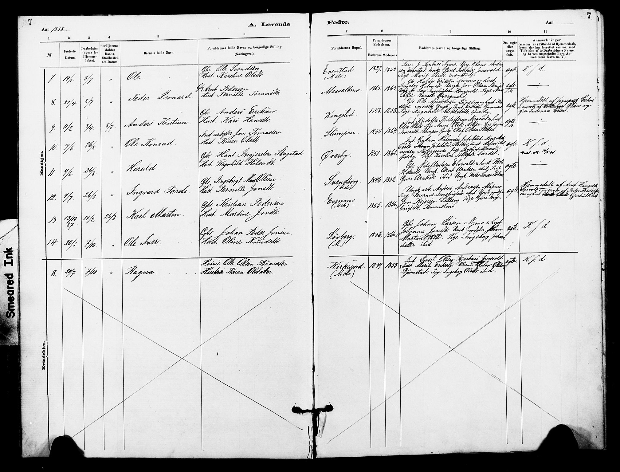 Målselv sokneprestembete, AV/SATØ-S-1311/G/Ga/Gaa/L0006kirke: Parish register (official) no. 6, 1884-1902, p. 7