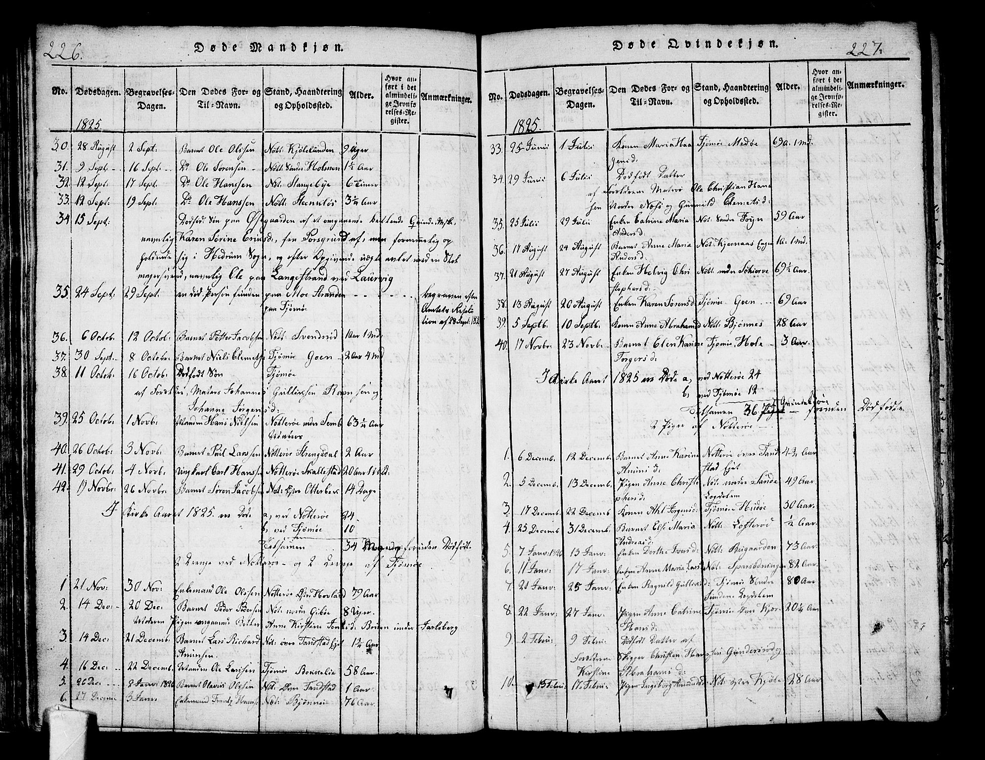 Nøtterøy kirkebøker, SAKO/A-354/F/Fa/L0004: Parish register (official) no. I 4, 1814-1838, p. 226-227