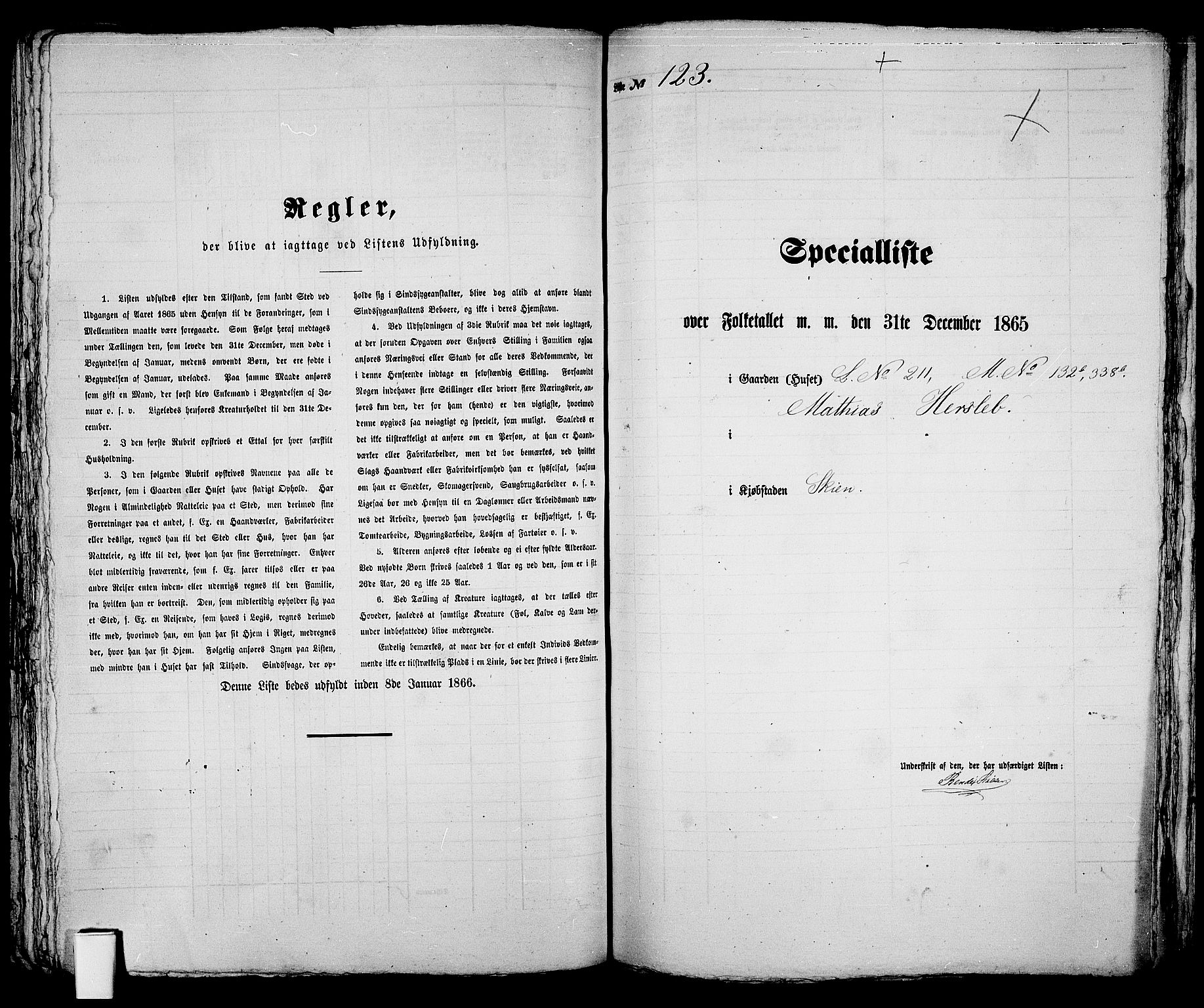 RA, 1865 census for Skien, 1865, p. 257