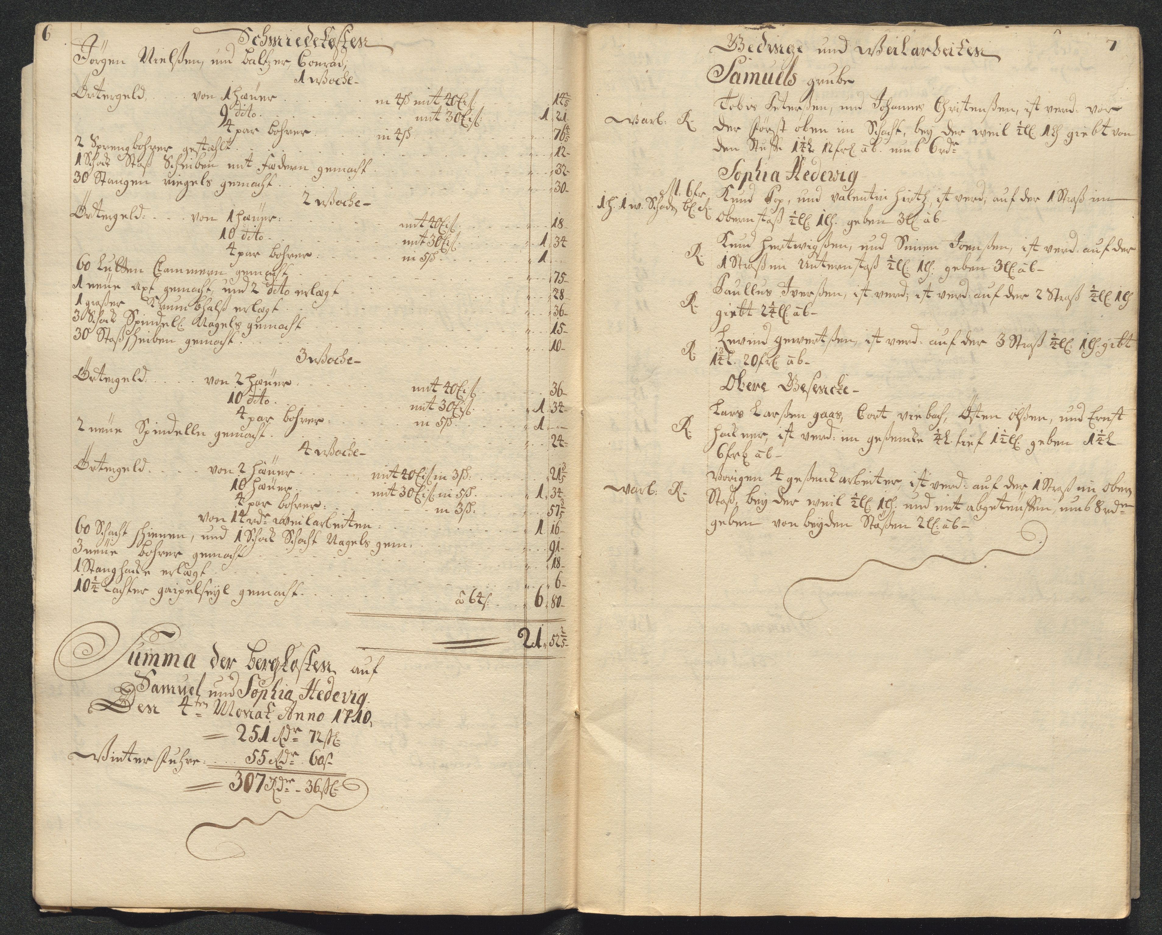 Kongsberg Sølvverk 1623-1816, AV/SAKO-EA-3135/001/D/Dc/Dcd/L0099: Utgiftsregnskap for gruver m.m., 1710, p. 147