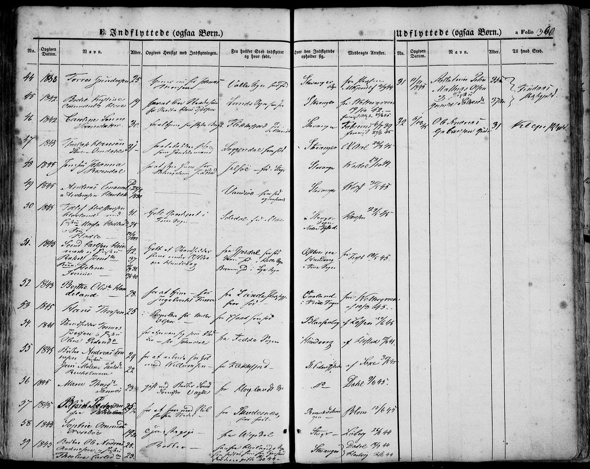 Domkirken sokneprestkontor, SAST/A-101812/001/30/30BA/L0016: Parish register (official) no. A 15, 1844-1854, p. 360