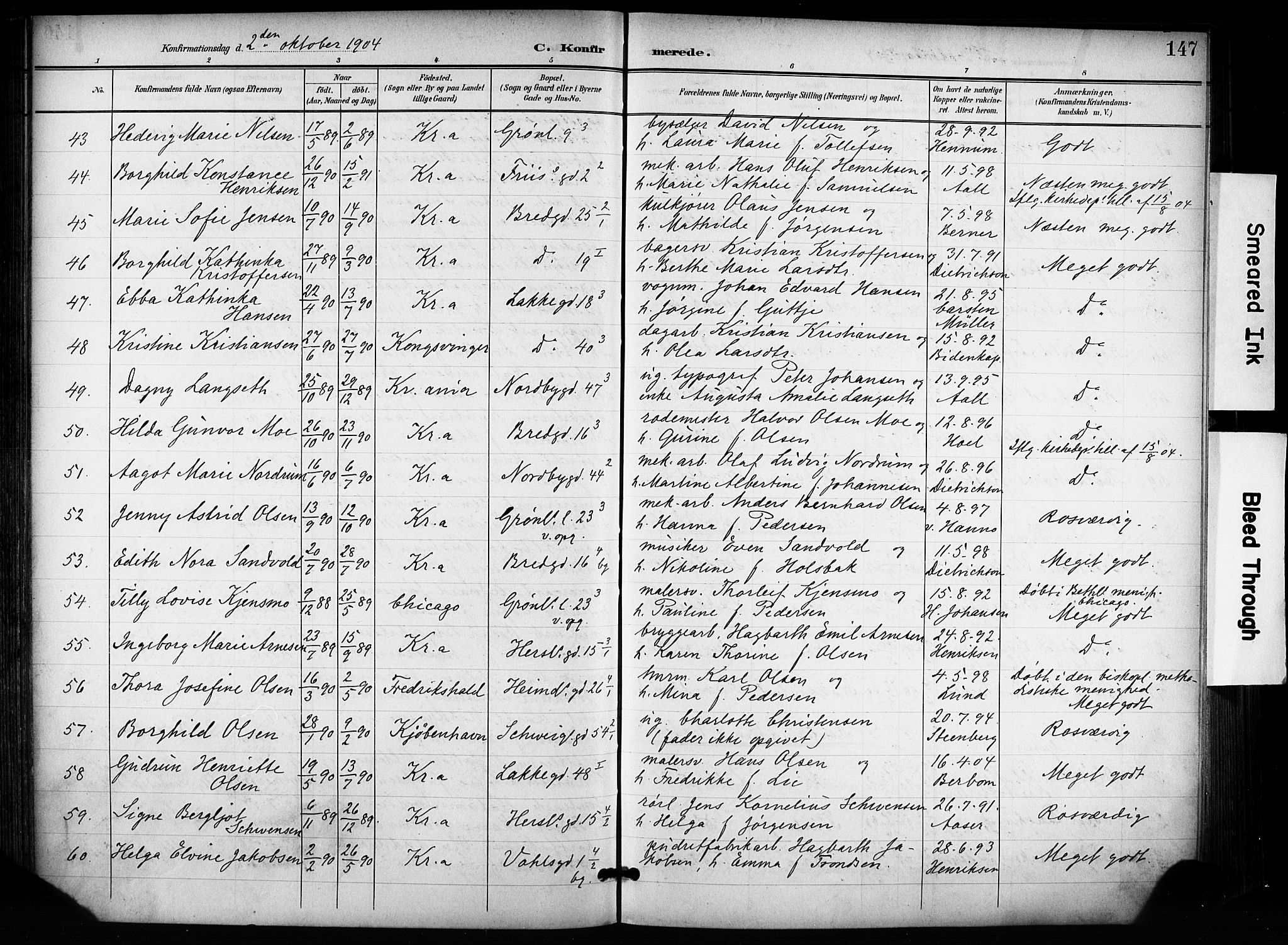 Grønland prestekontor Kirkebøker, SAO/A-10848/F/Fa/L0015: Parish register (official) no. 15, 1899-1919, p. 147