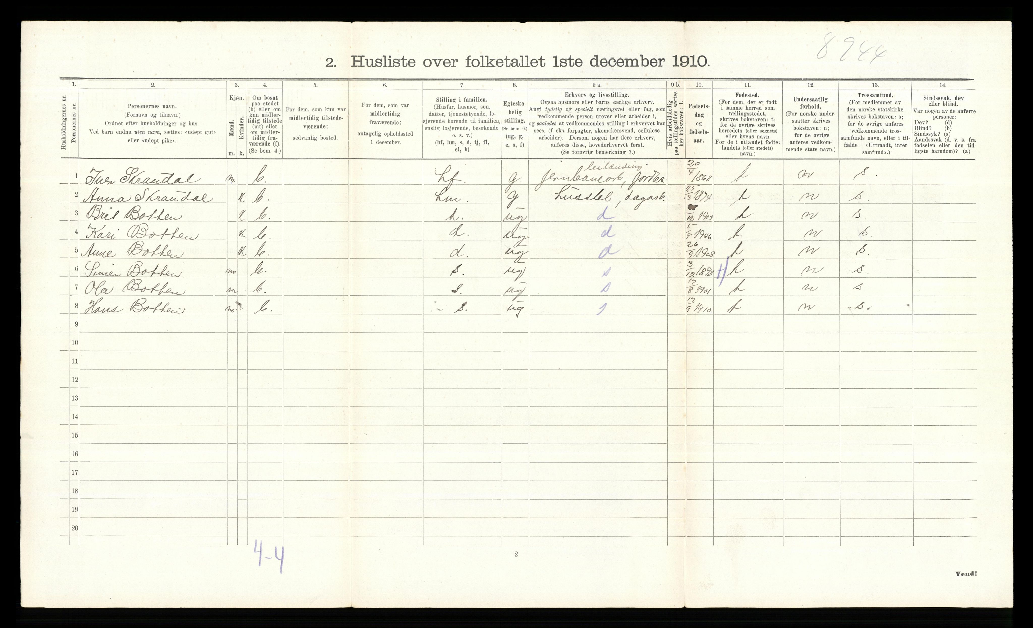 RA, 1910 census for Dovre, 1910, p. 658