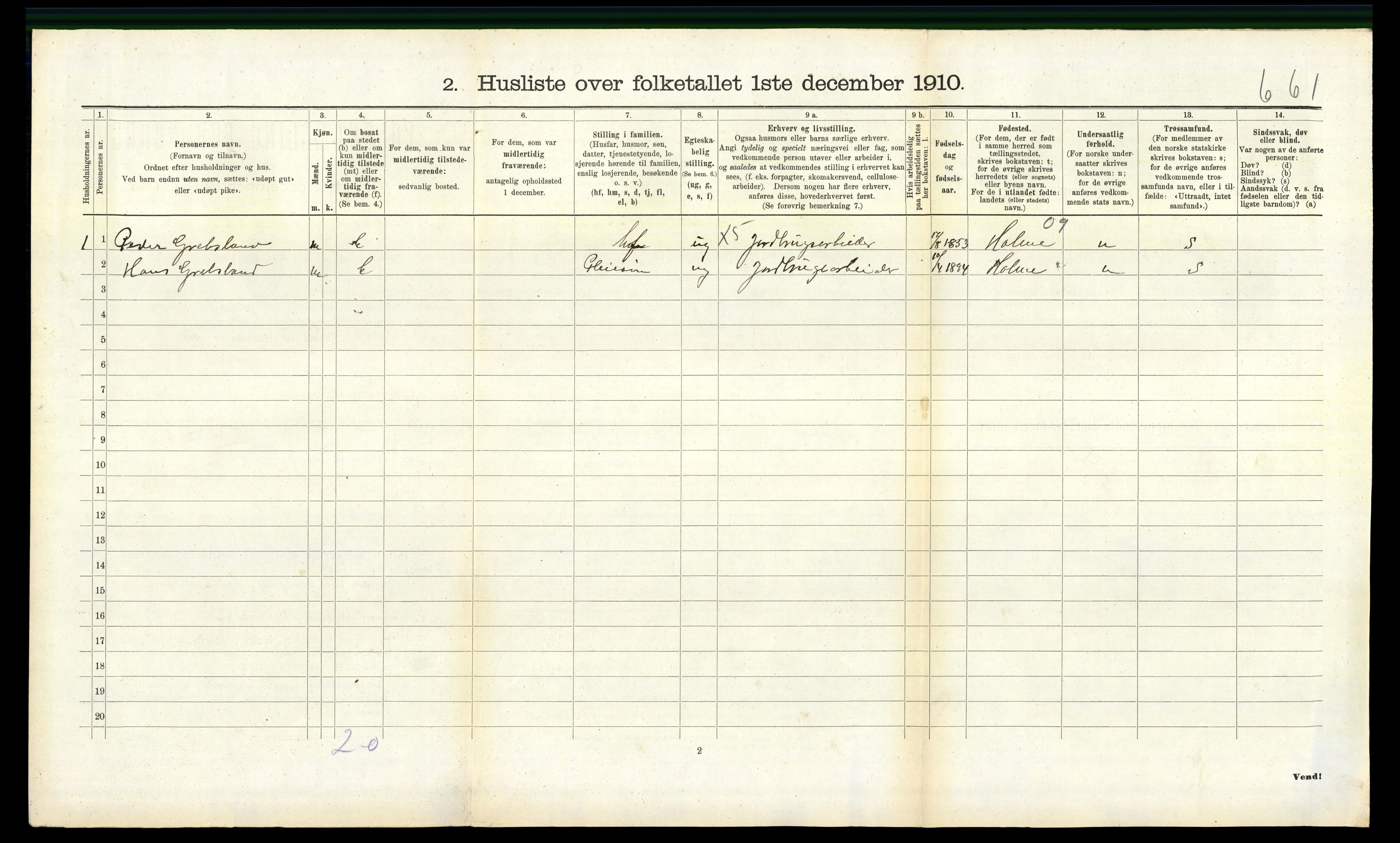 RA, 1910 census for Halse og Harkmark, 1910, p. 847