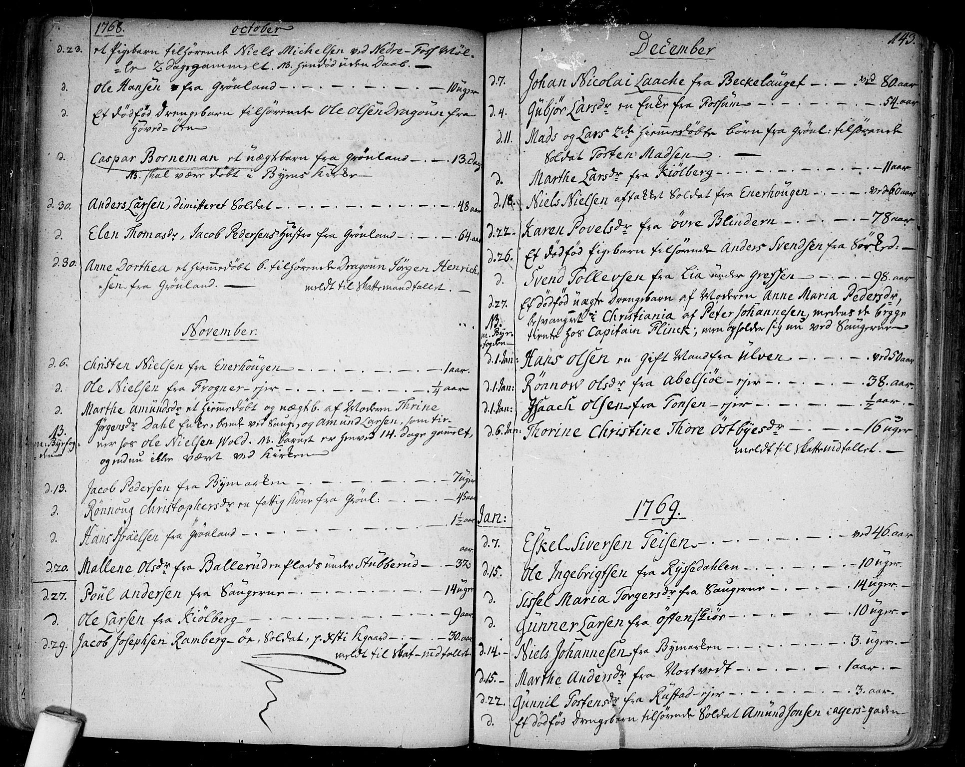 Aker prestekontor kirkebøker, SAO/A-10861/F/L0009: Parish register (official) no. 9, 1765-1785, p. 143
