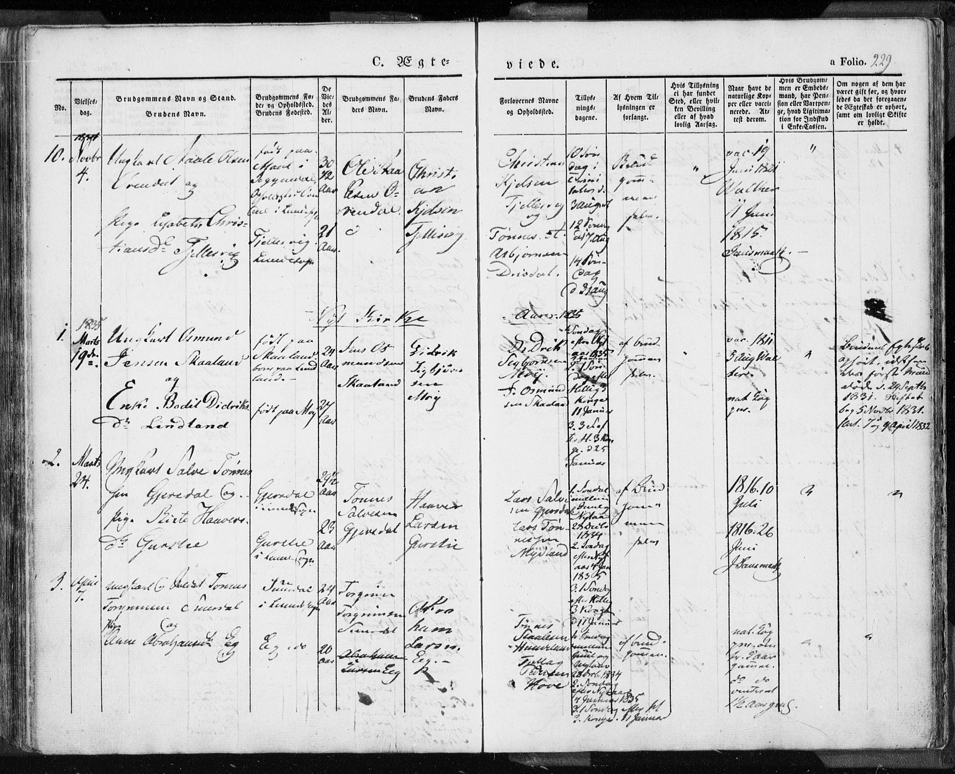 Lund sokneprestkontor, SAST/A-101809/S06/L0007: Parish register (official) no. A 7.1, 1833-1854, p. 229