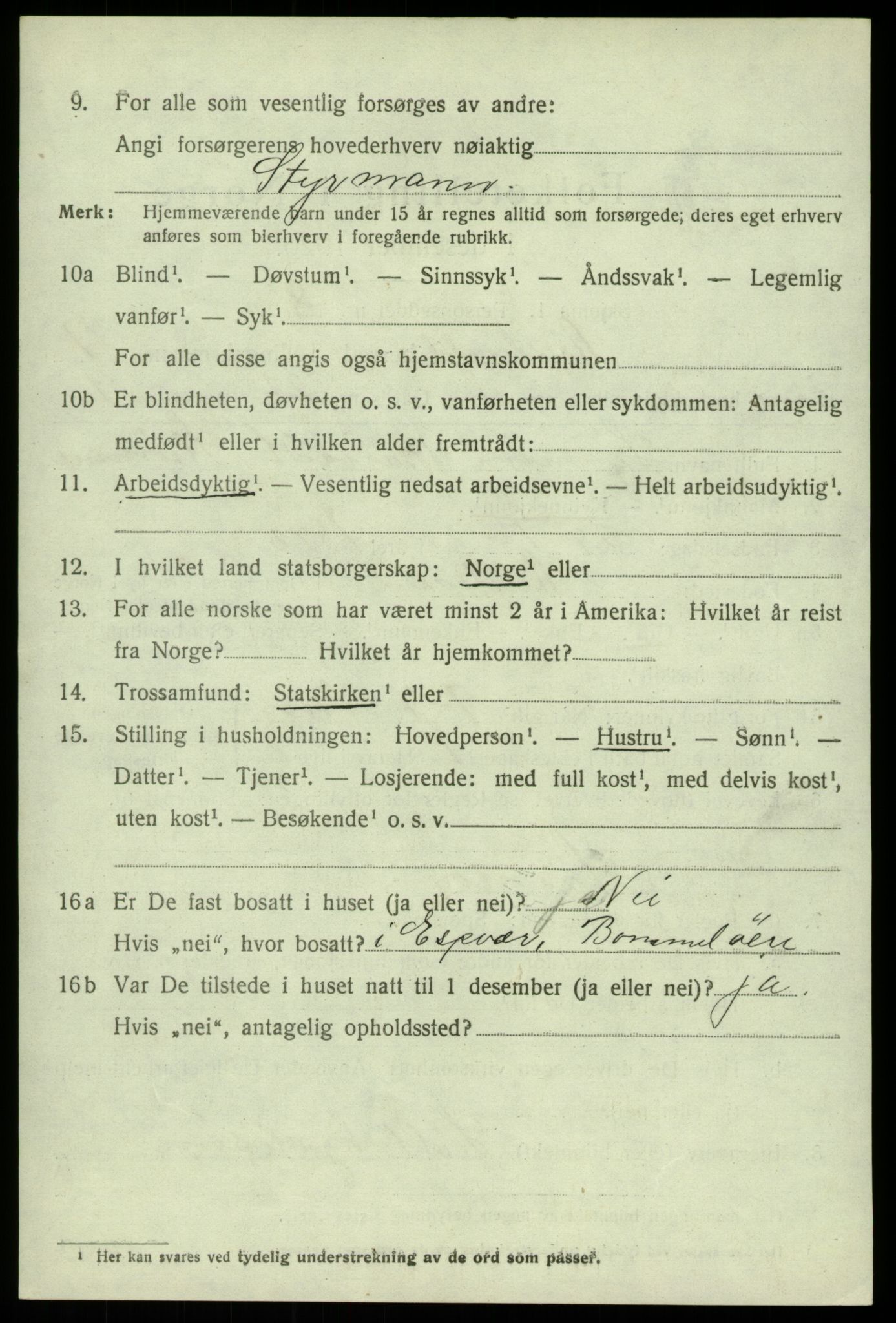 SAB, 1920 census for Austevoll, 1920, p. 2953