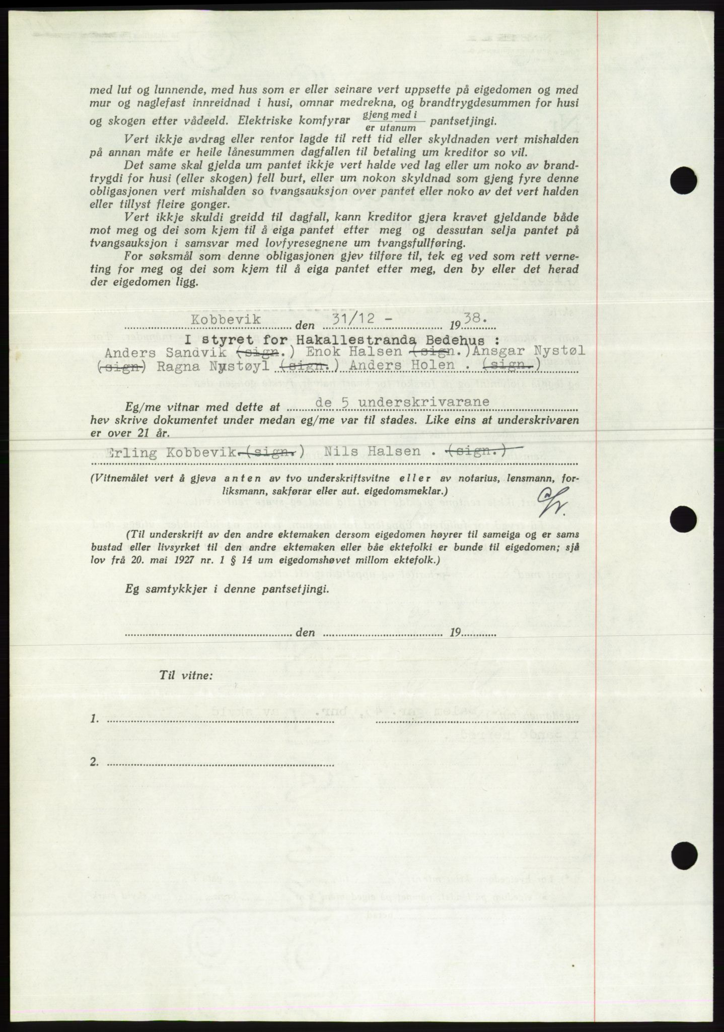 Søre Sunnmøre sorenskriveri, AV/SAT-A-4122/1/2/2C/L0067: Mortgage book no. 61, 1938-1939, Diary no: : 69/1939